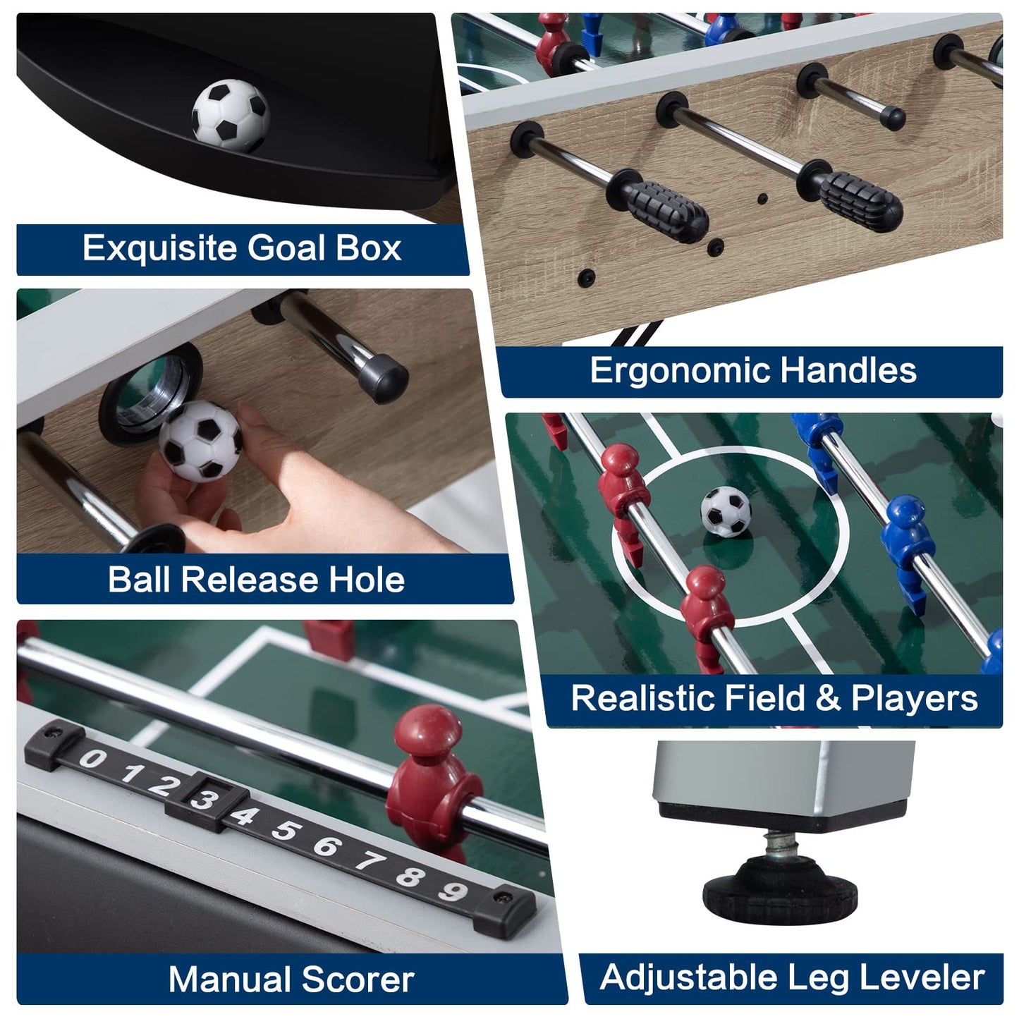 48" Game Room Size Folding Foosball Table, Foldable Space Saving Table Soccer Game