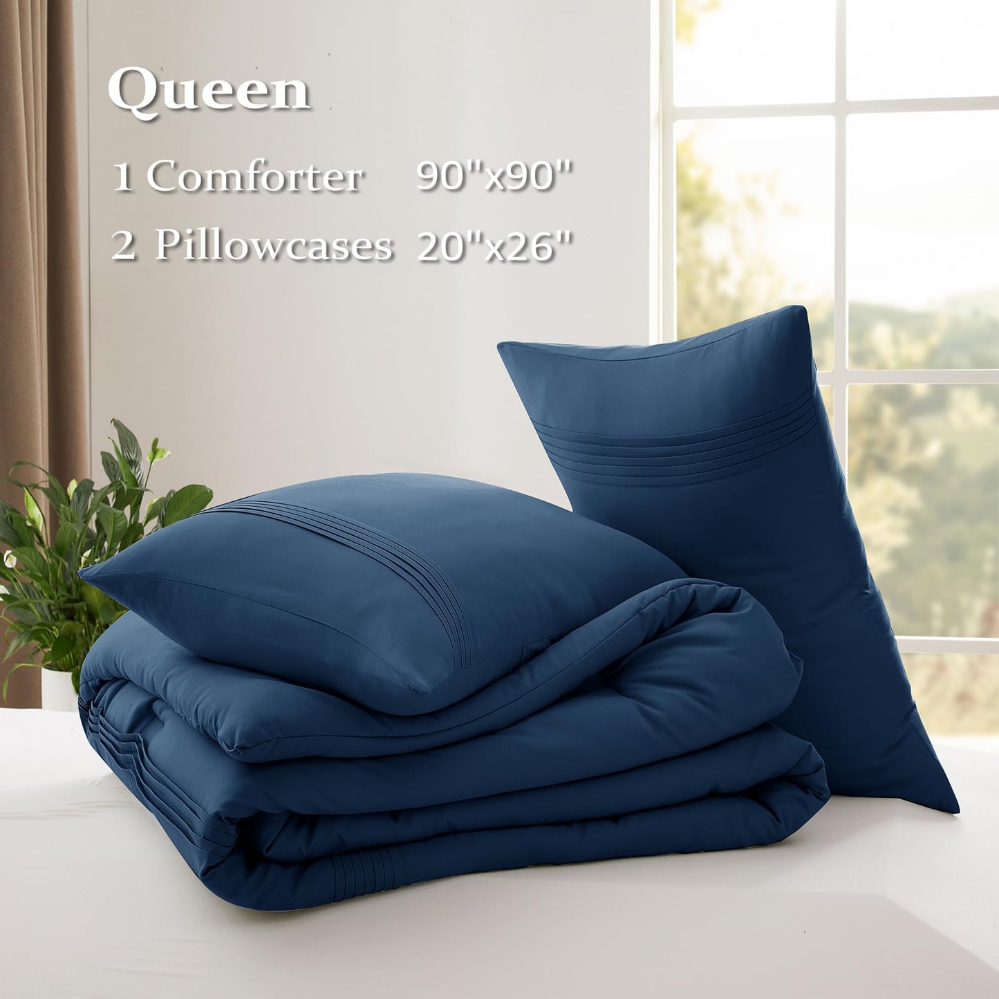 Lightweight Beige Comforter Set Queen Size, Fluffy Comforters