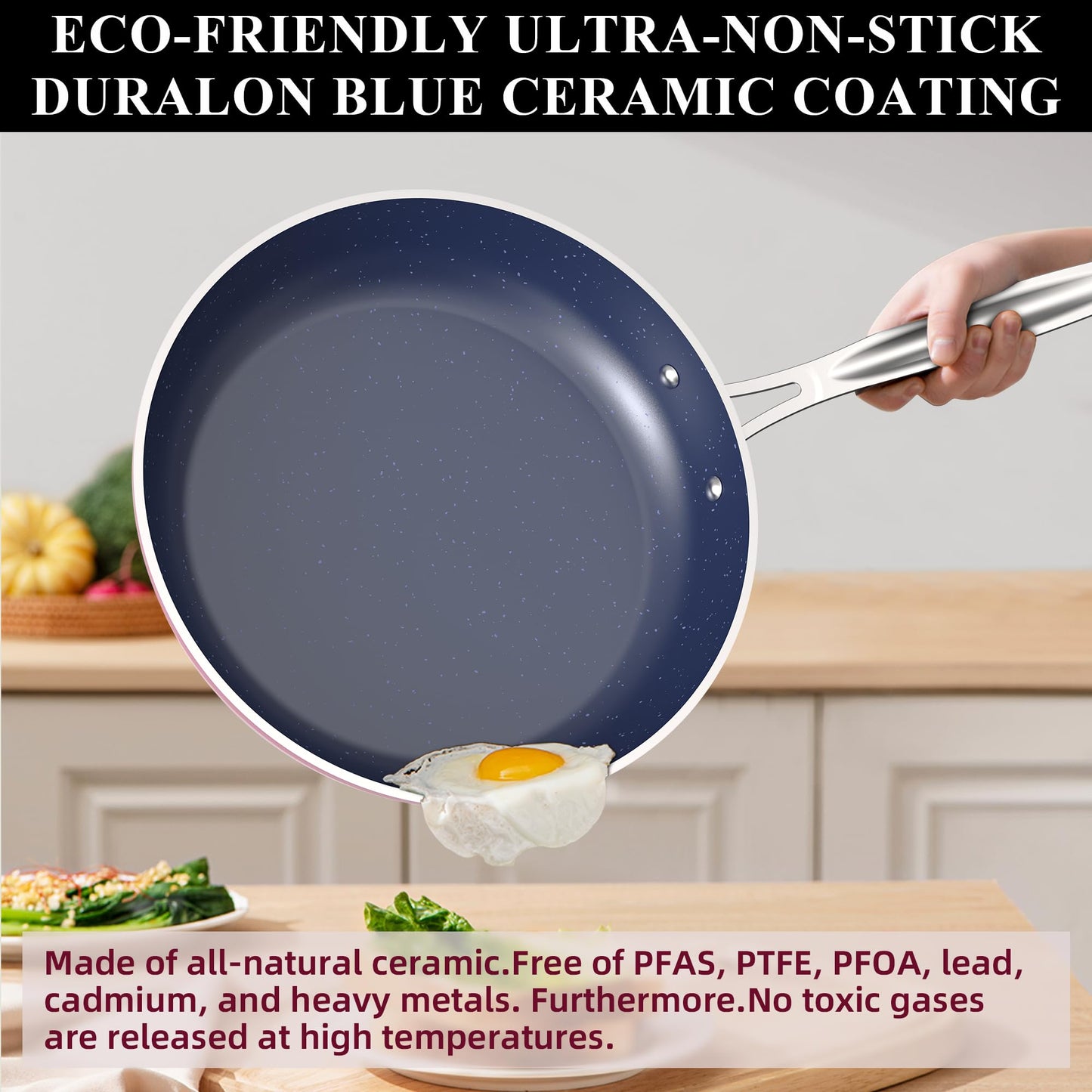 Ceramic Nonstick Cookware Set, Diamond Infused Scratch-Resistant