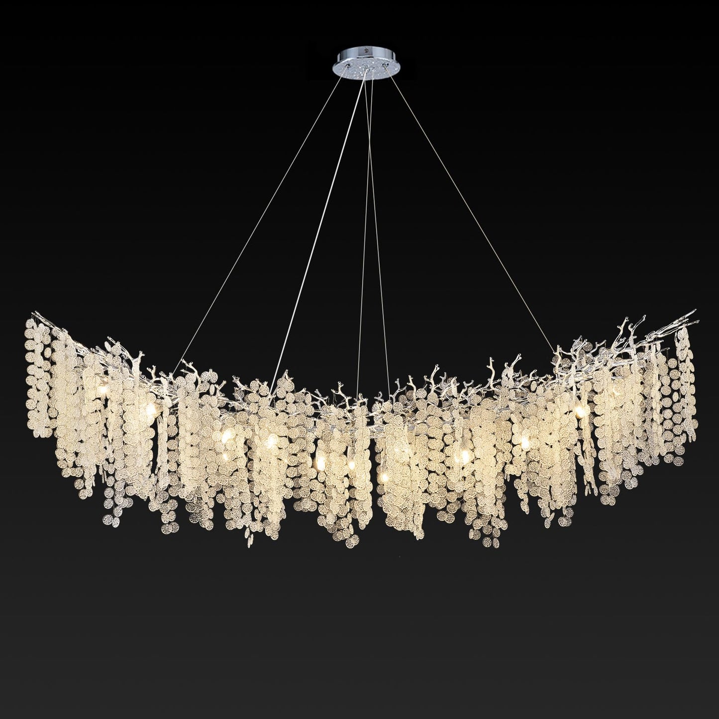 H134'' Modern Crystal Tree Branch Chandelier, Foyer High Ceiling Chandelier