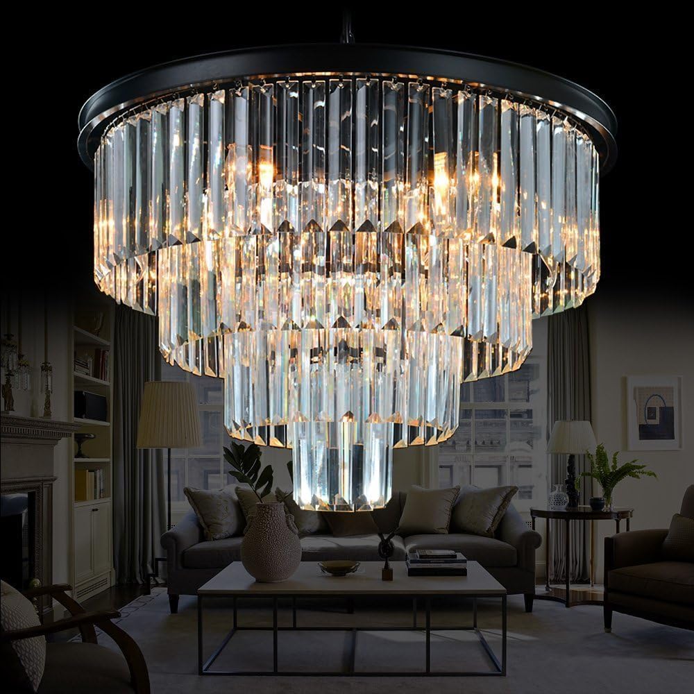 Luxury Smoke Crystal Chrome Chandelier, 8 Lights Pendant