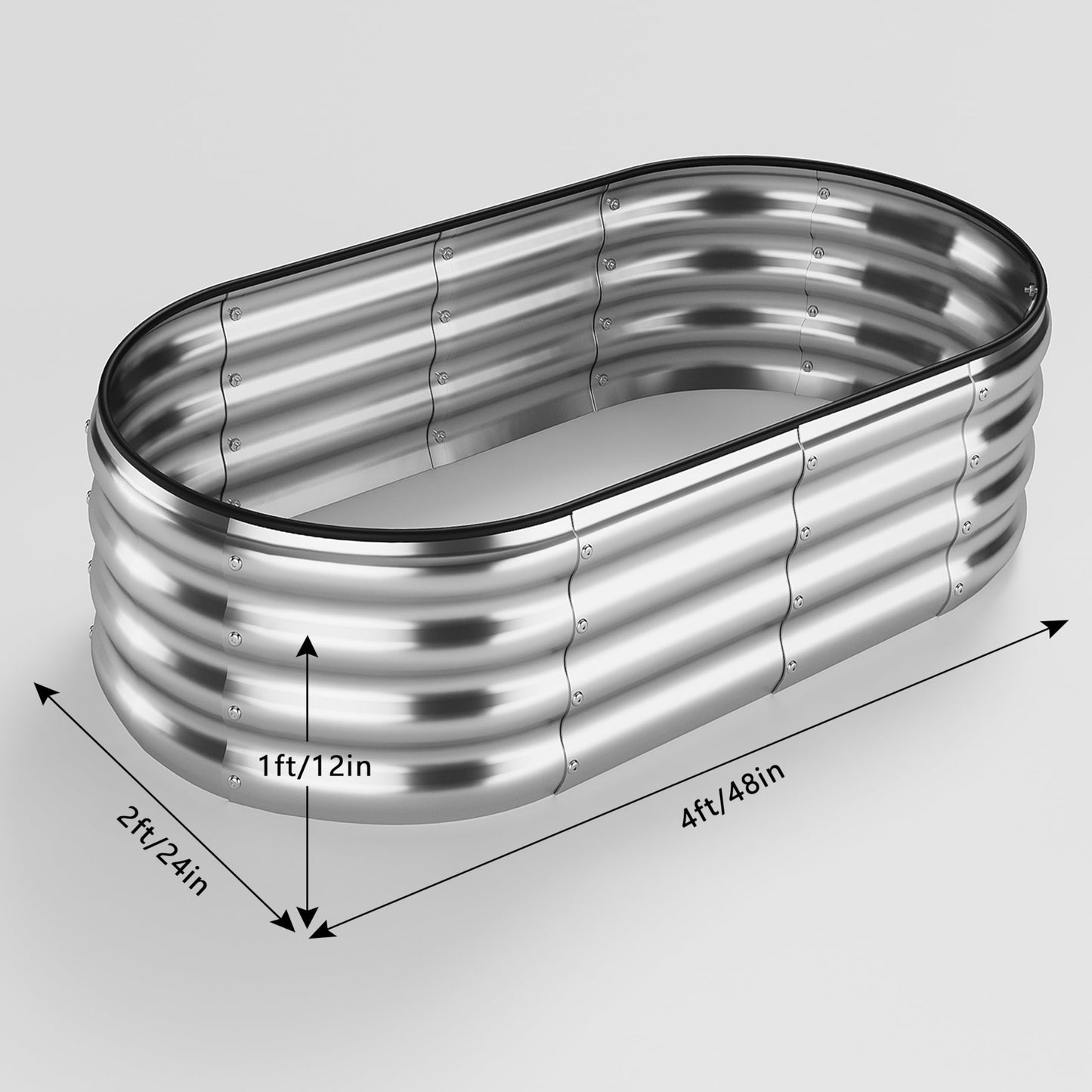 Galvanized Metal Planter Raised Garden Bed Kit for Gardening Outdoor