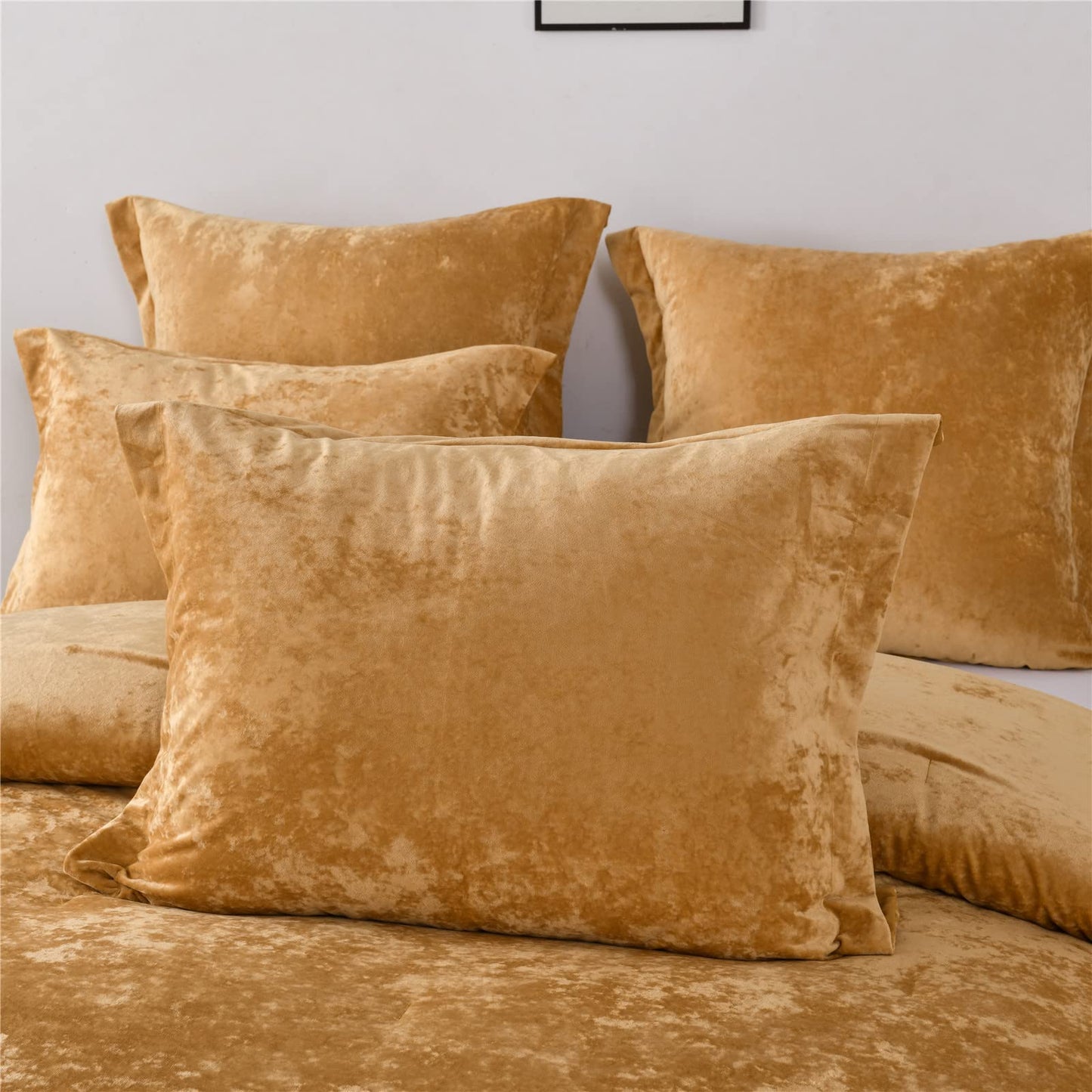 Distressed Velvet Comforter Set Brushed Solid Microfiber Reverse