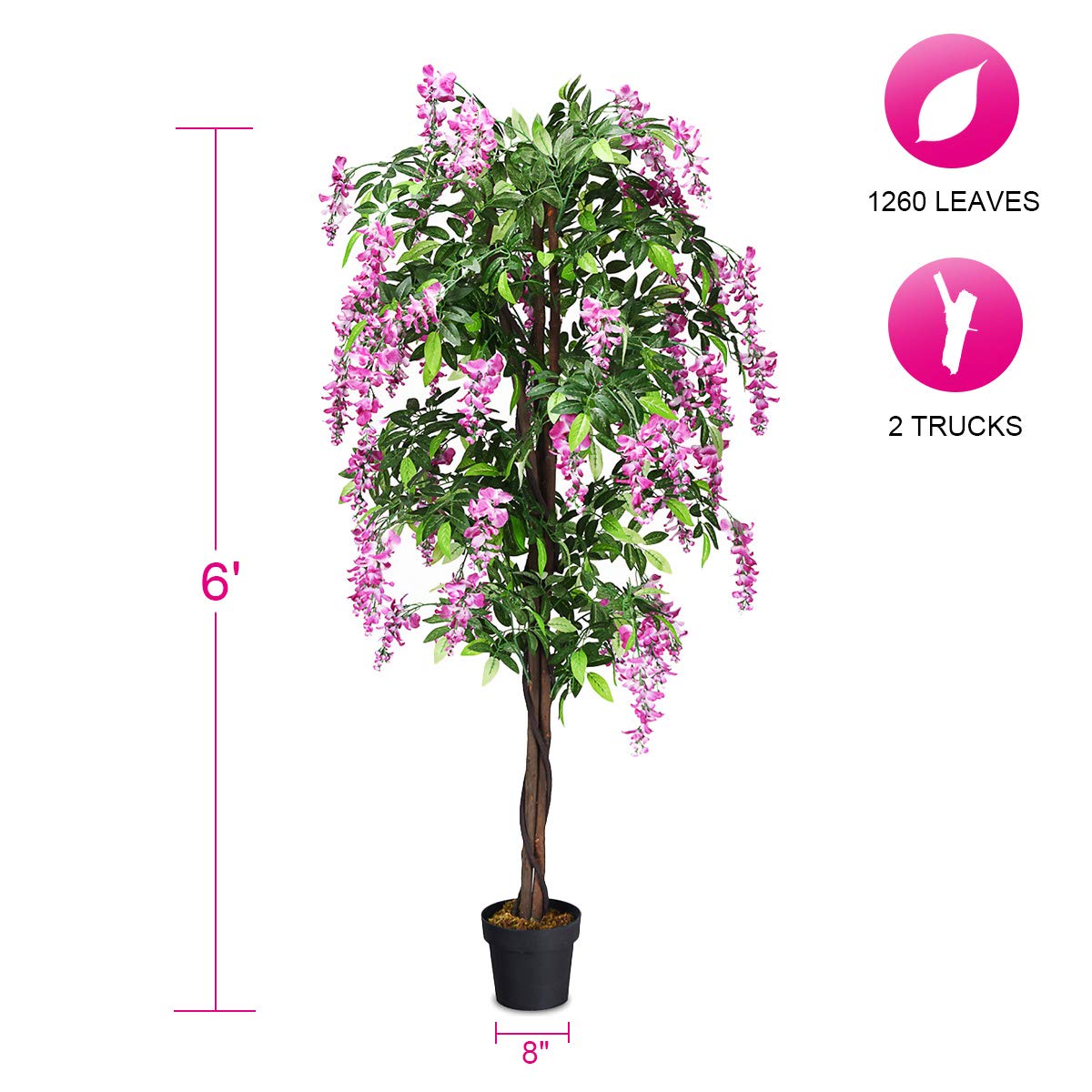 2 Pack 6ft Ficus Artificial Fake Trees for Indoor or Outdoor