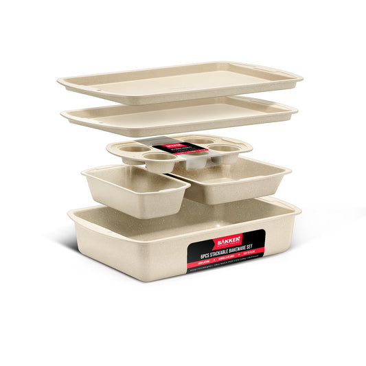 Bakeware Set – 6 Piece – Stackable, Deluxe, Non-Stick Baking Pans