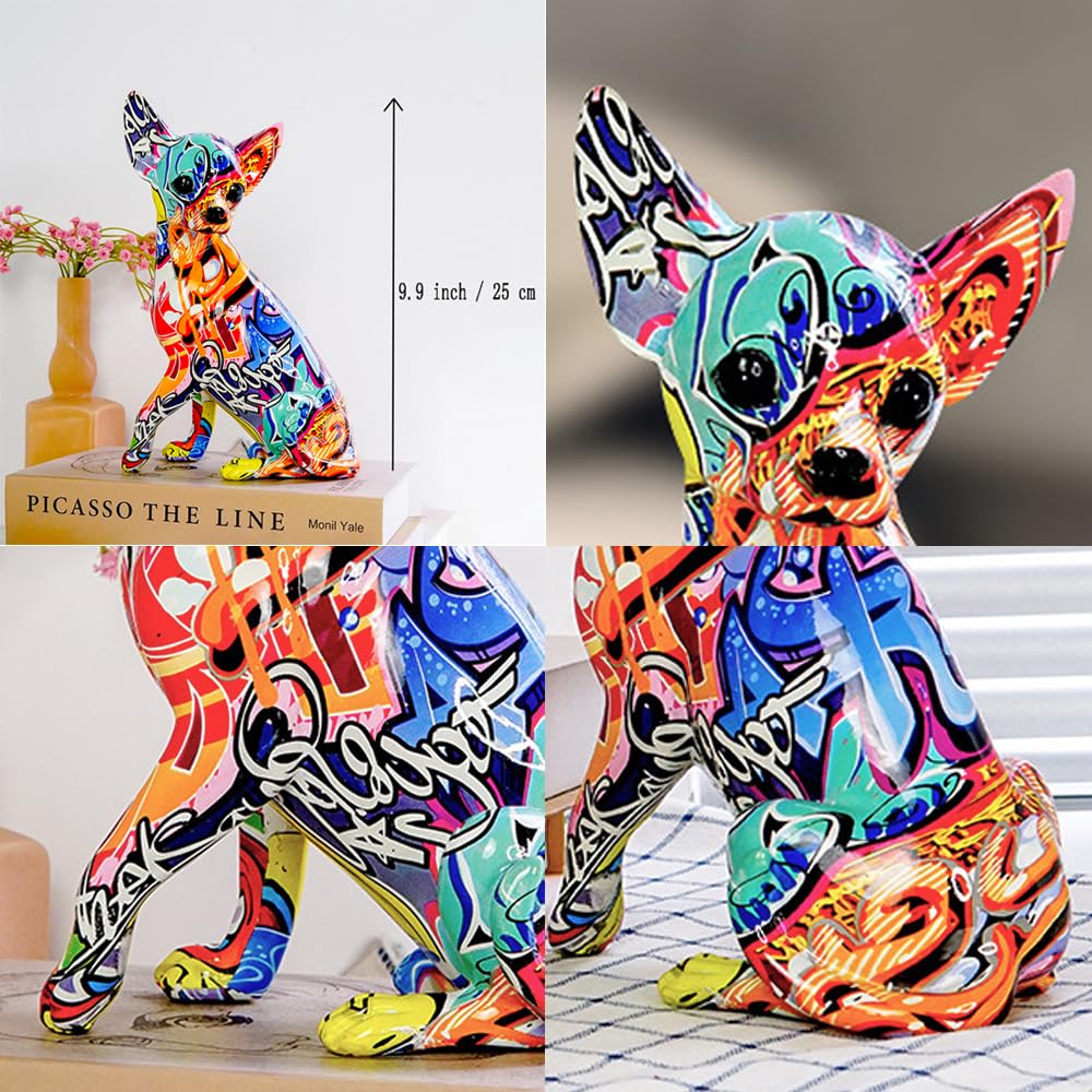 Graffiti French Bulldog Statue Sculpture Art Figurine Home Decoration