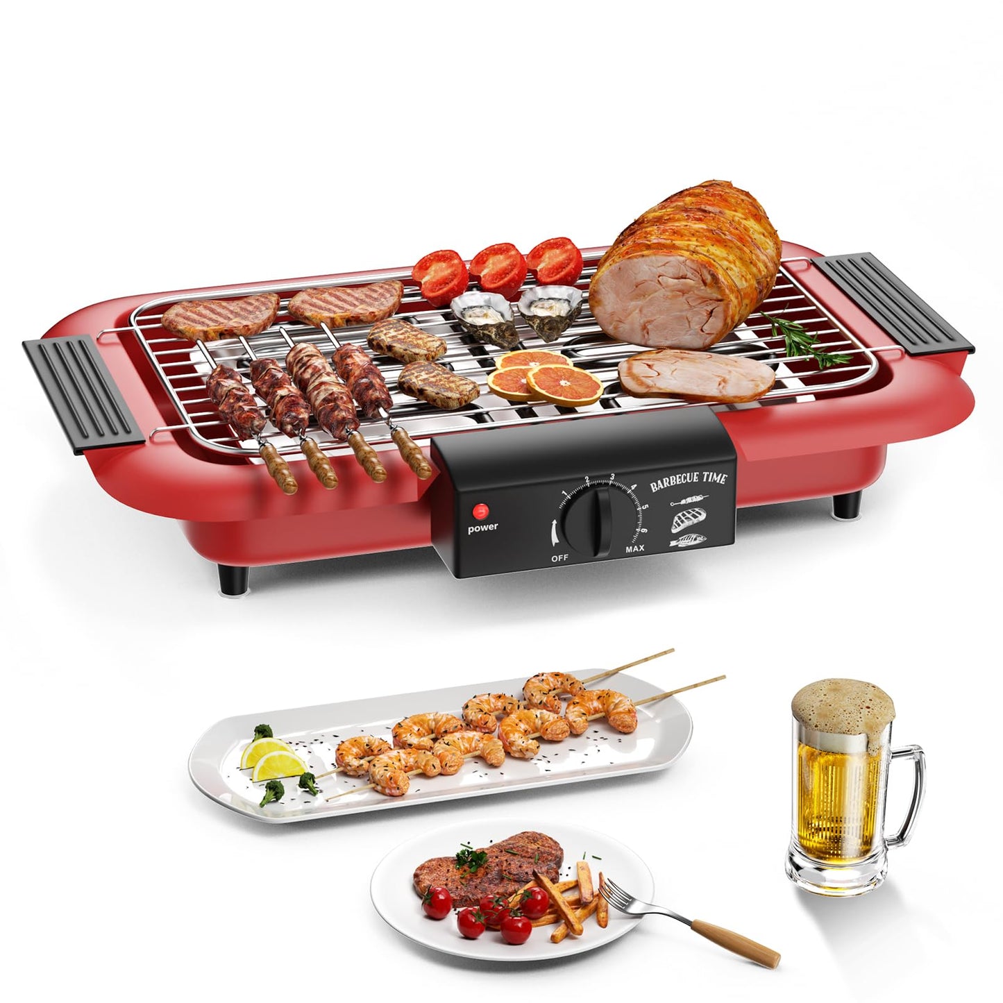 Electric BBQ Grill, Smokeless Non-Stick Indoor/Outdoor Barbecue Grill