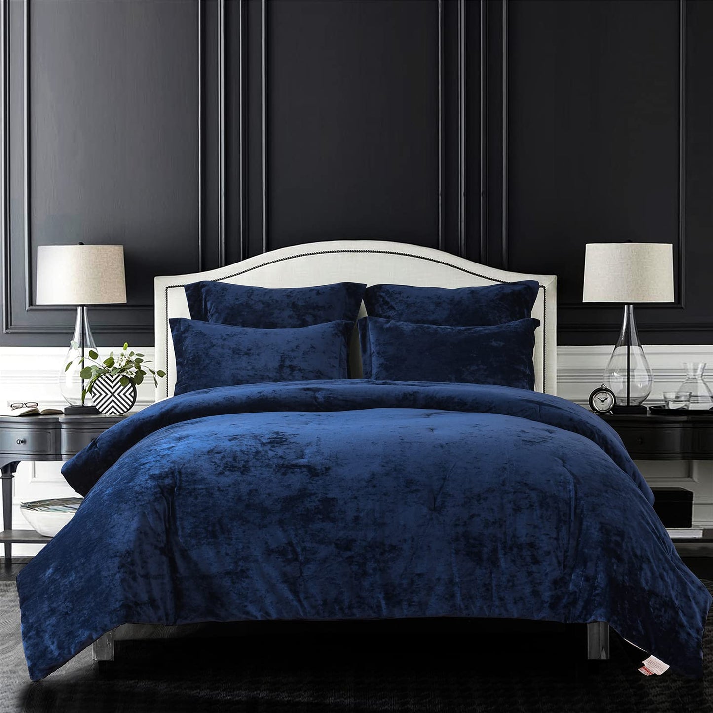 Distressed Velvet Comforter Set Brushed Solid Microfiber Reverse