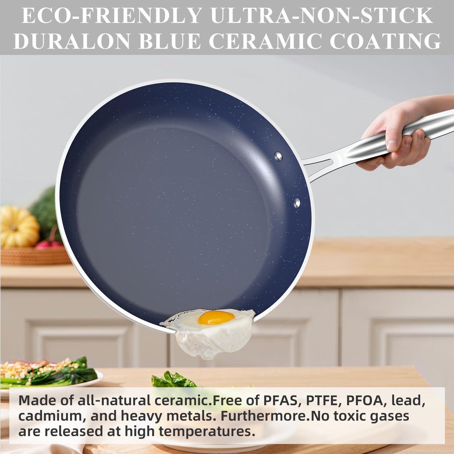 Ceramic Nonstick Cookware Set, Diamond Infused Scratch-Resistant