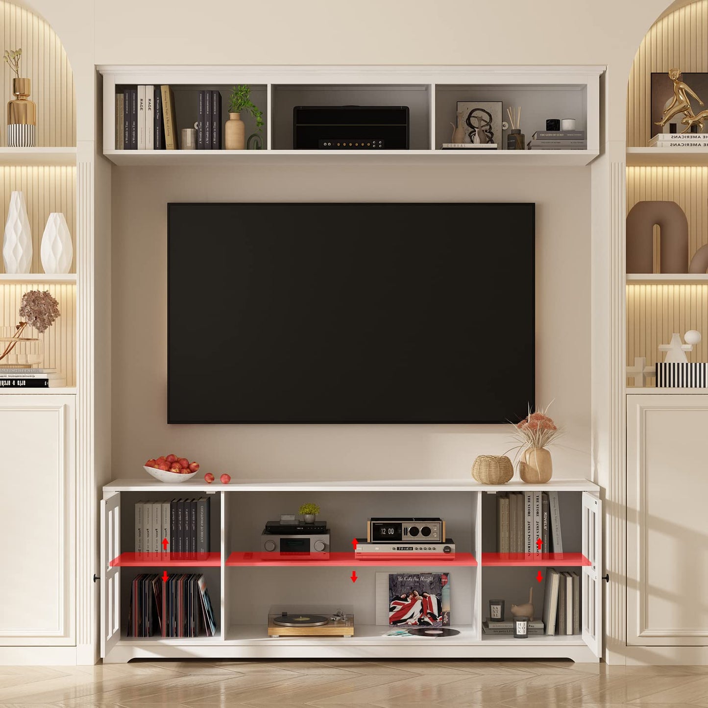 4-Piece Wall Unit TV Stand with Bookshelves for TVs up to 65"