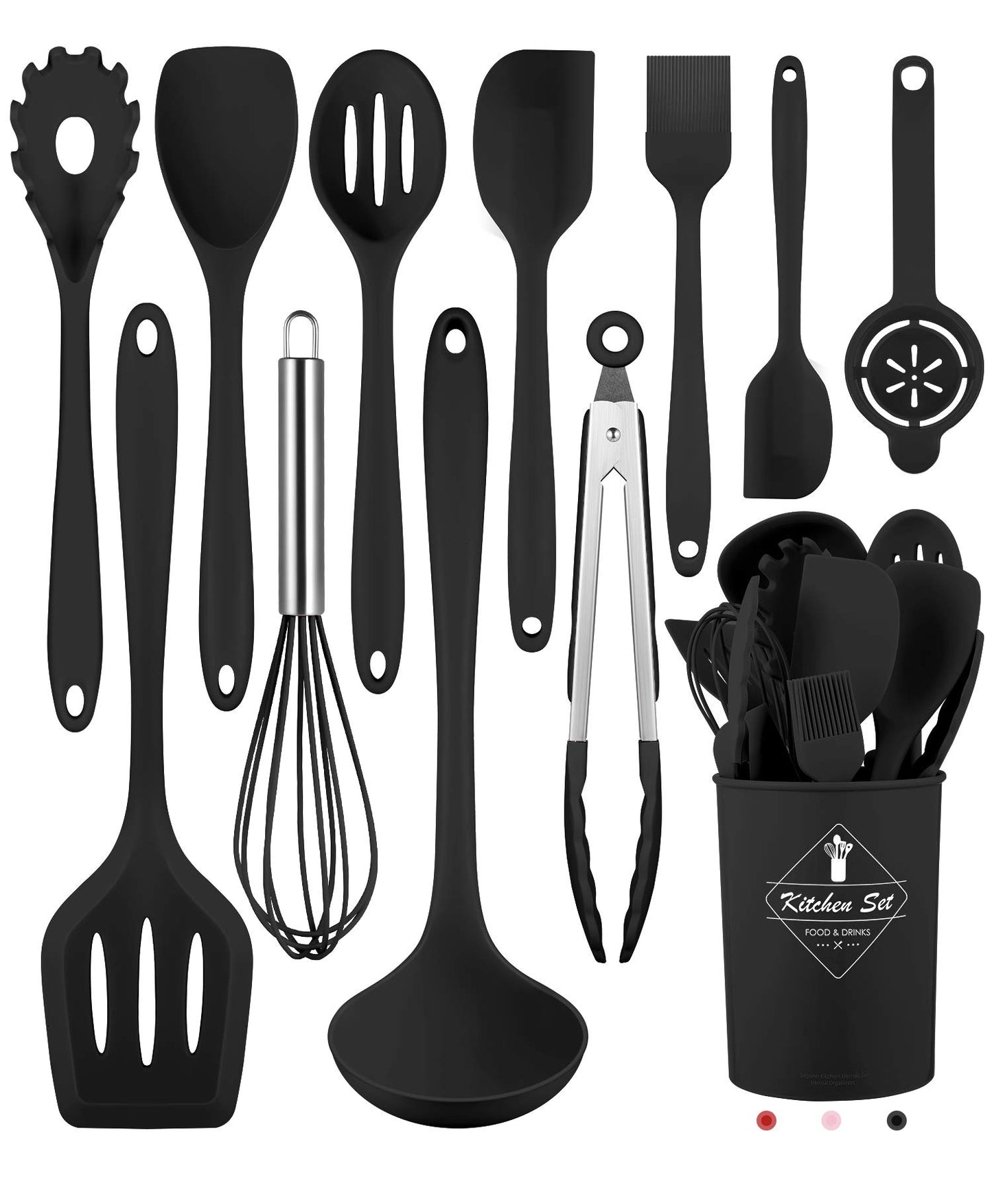 Kitchen Utensils Set-12 Pieces Silicone Cooking Utensils Set (Dishwasher Safe)