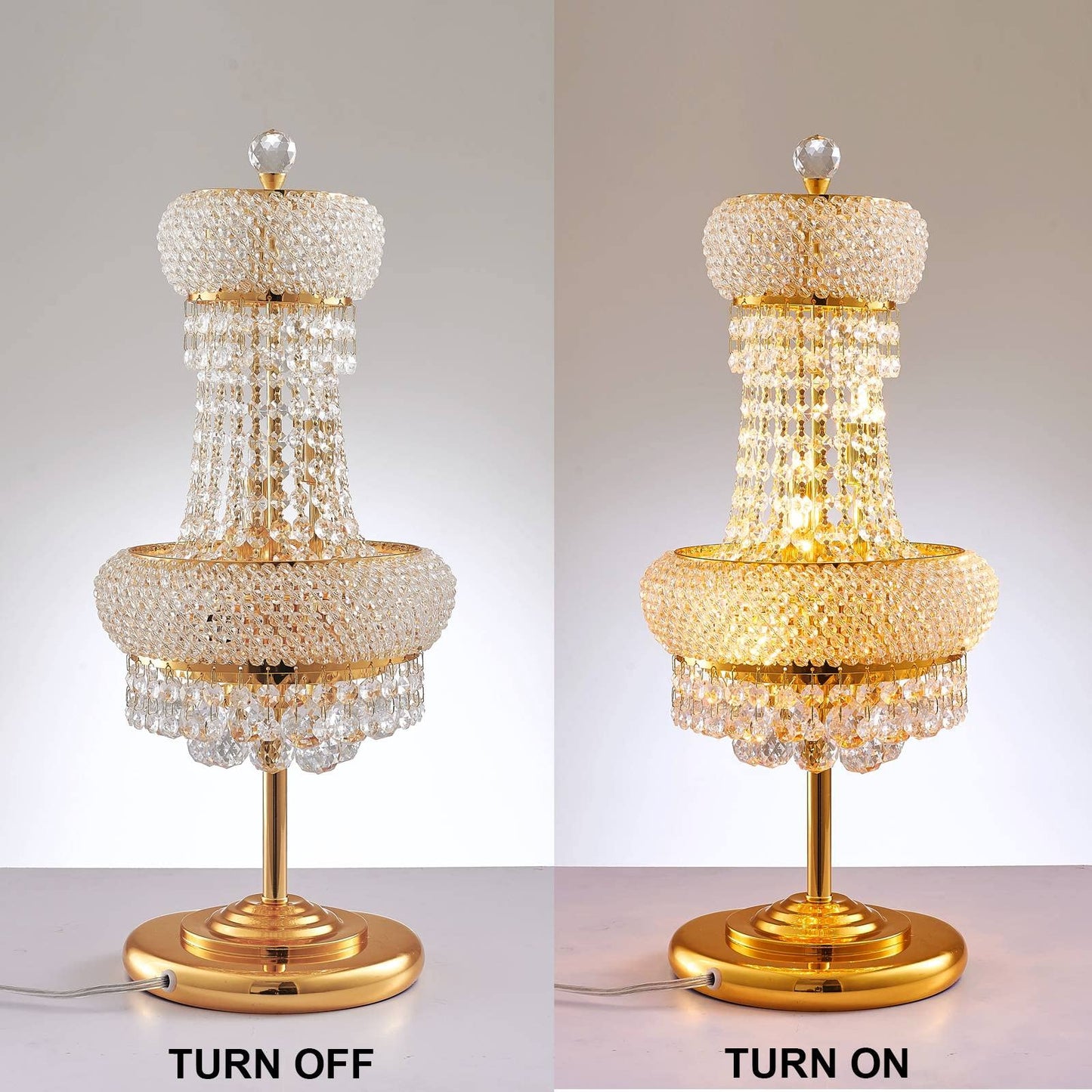 6-Lights Golden French Empire Crystal Ball Table Lamp W 10 × H 22 inch)