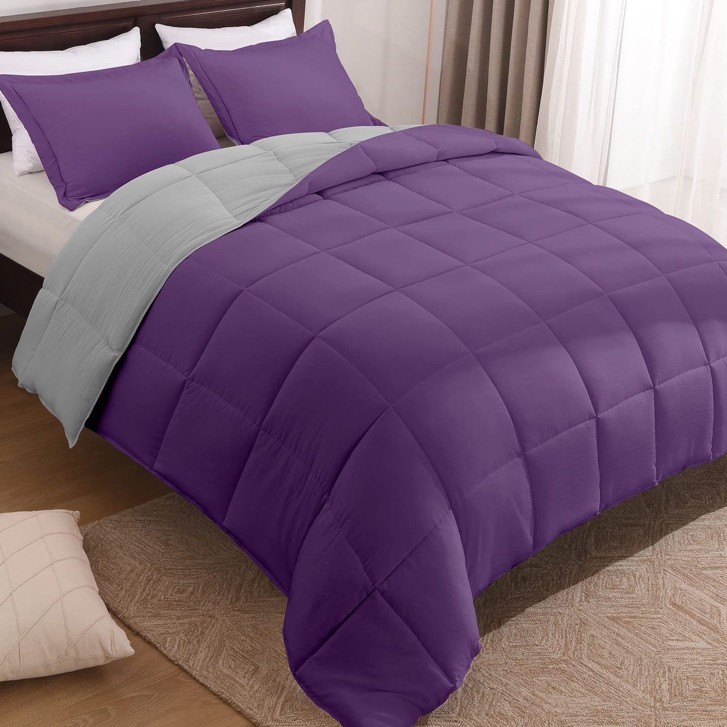 Fluffy Comforter Queen Set for All Seasons - Reversible Set