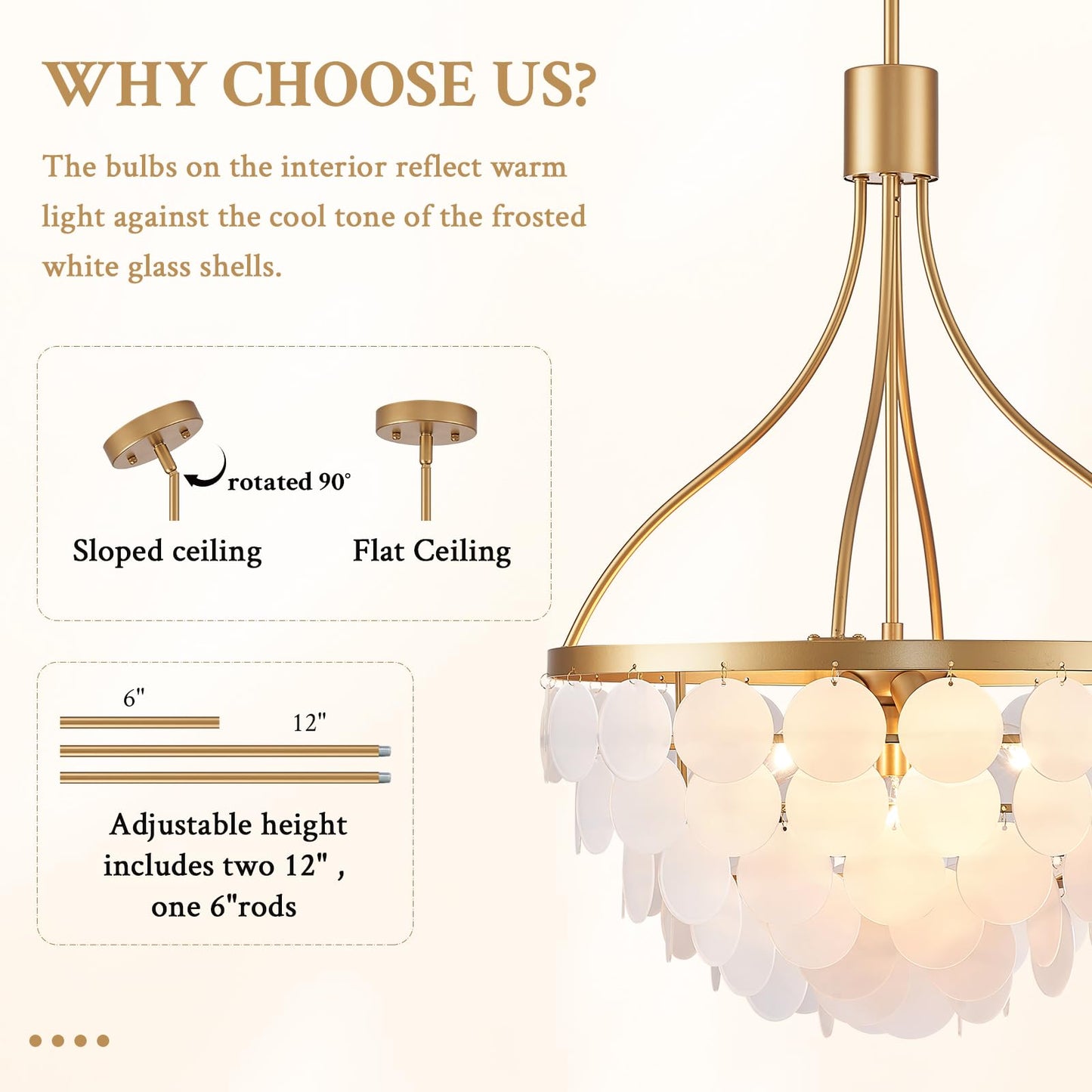 Gold Crystal Chandelier - Dimmable Contemporary Chandelier