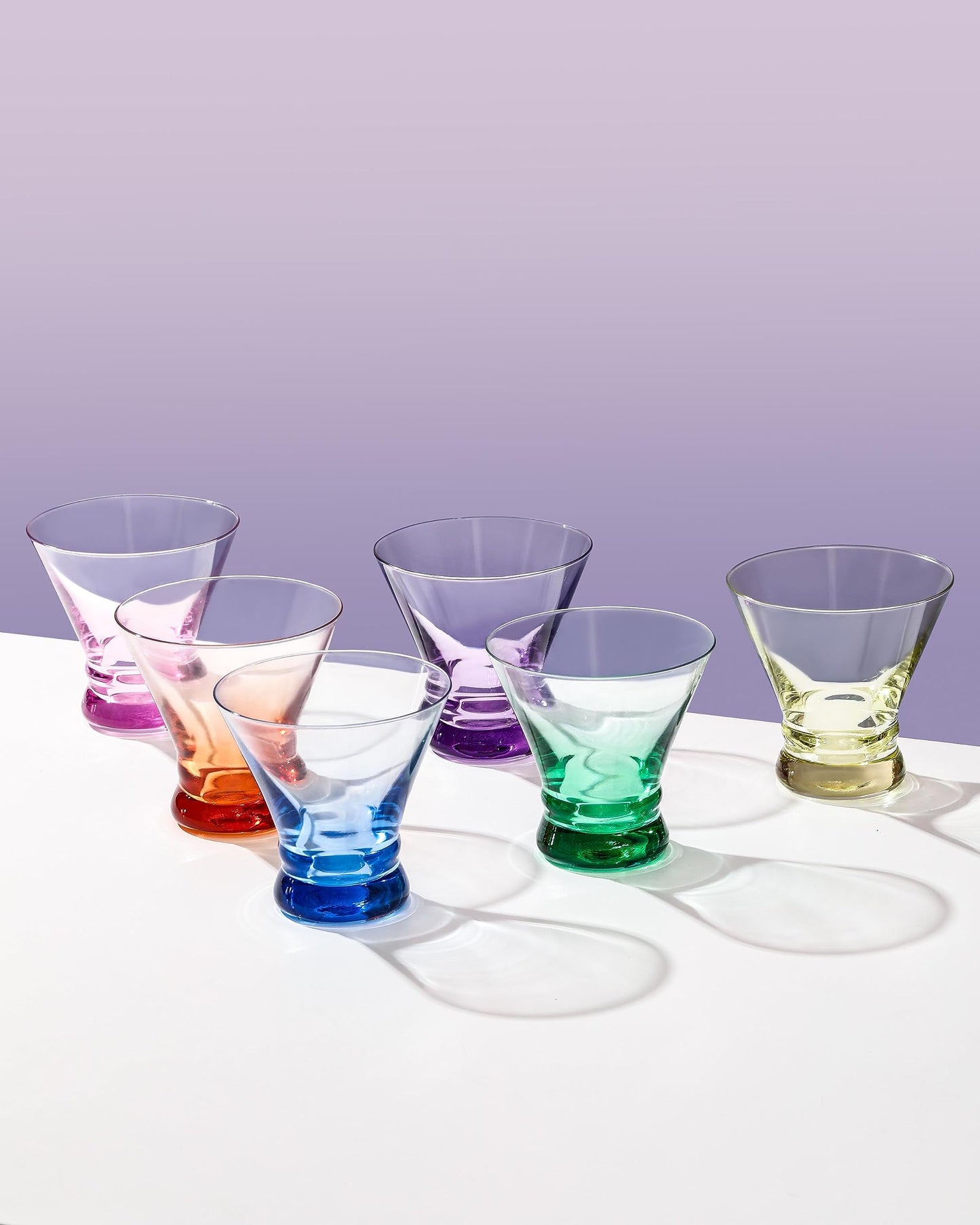 Martini Glasses Set of 6 - Cocktail Glasses - 8oz Stemless Margarita