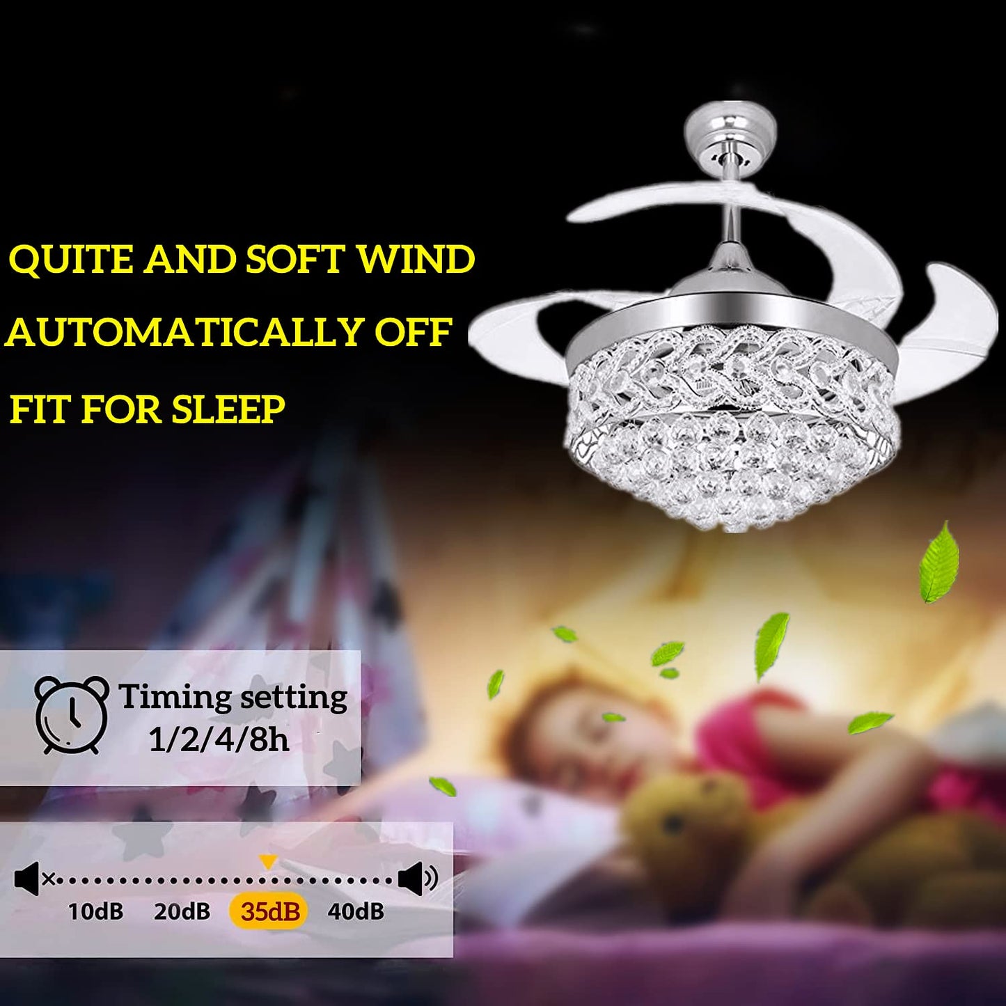 42" Crystal Ceiling Fan with LED Light and Remote Control