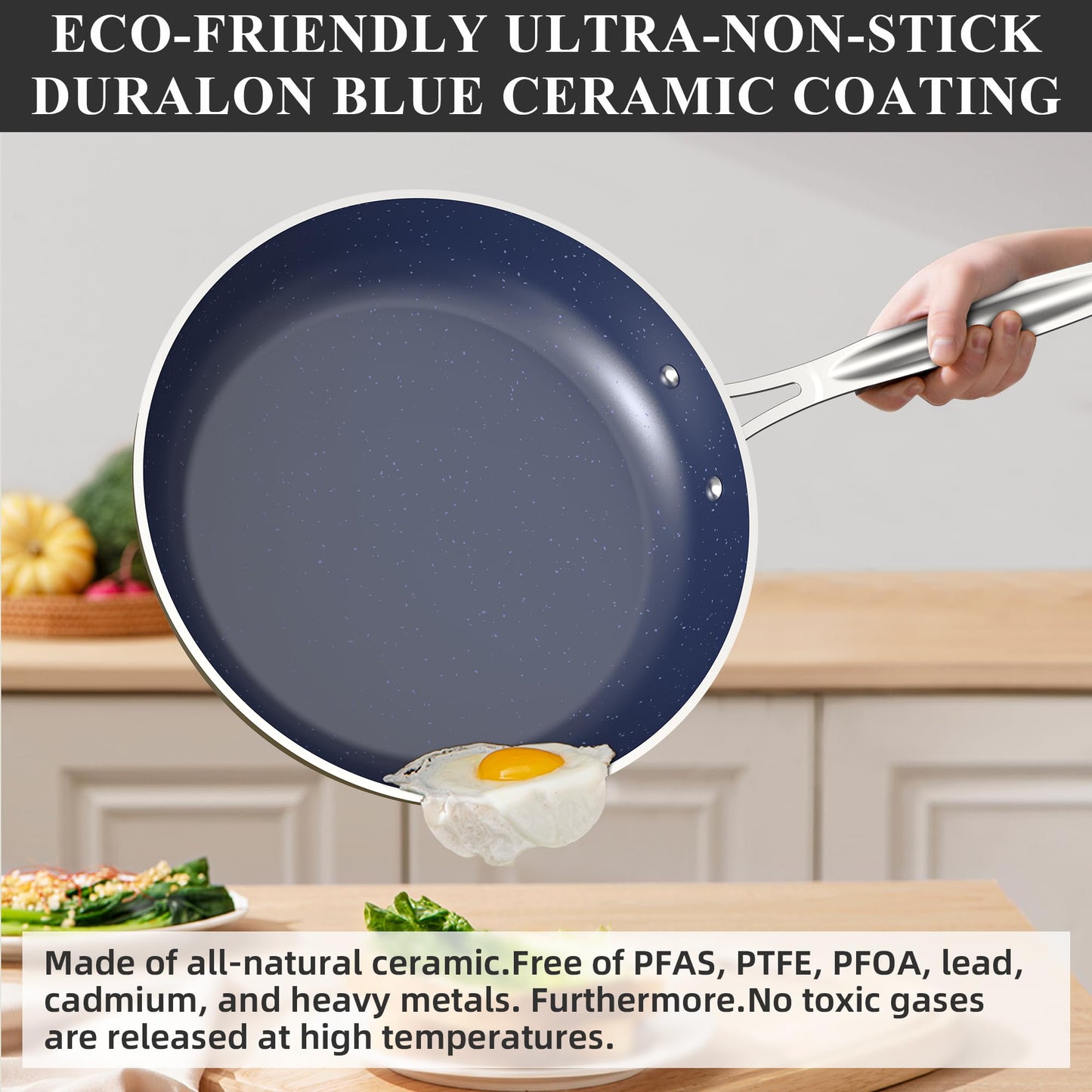 Ceramic Nonstick Cookware Set, Diamond Infused Scratch-Resistant