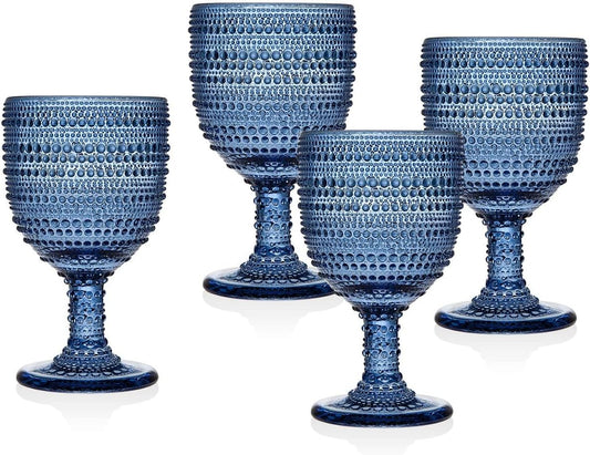 Wine Glasses Goblets, Beverage Glass Cups - Lumina Blue, Set of 4