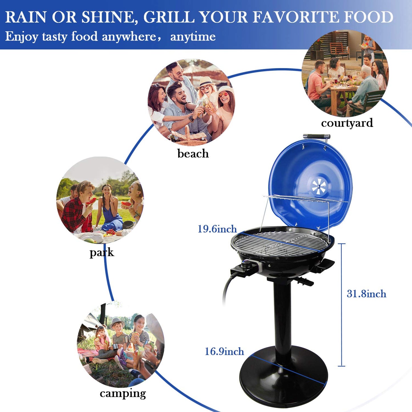 Electric BBQ Grill Techwood 15-Serving Indoor/Outdoor Electric Grill