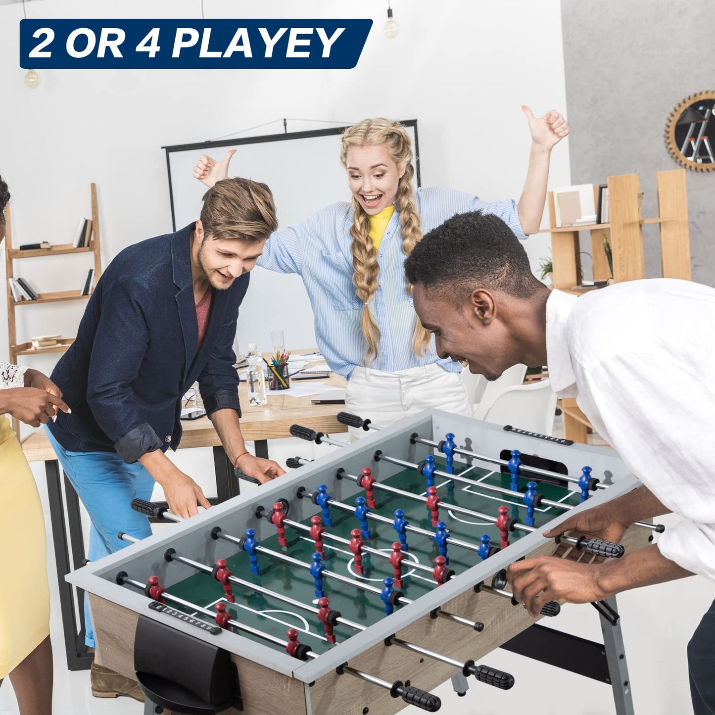 48" Game Room Size Folding Foosball Table, Foldable Space Saving Table Soccer Game