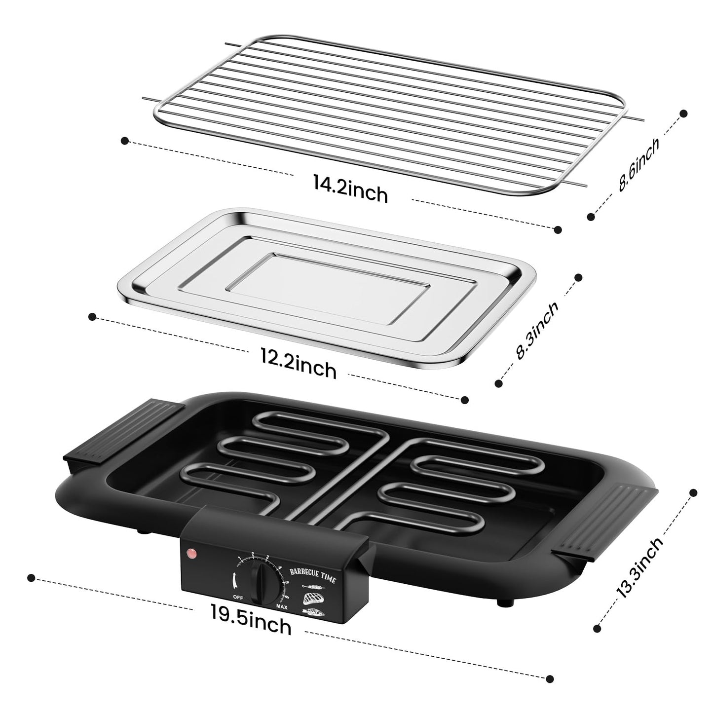 Electric BBQ Grill, Smokeless Non-Stick Indoor/Outdoor Barbecue Grill