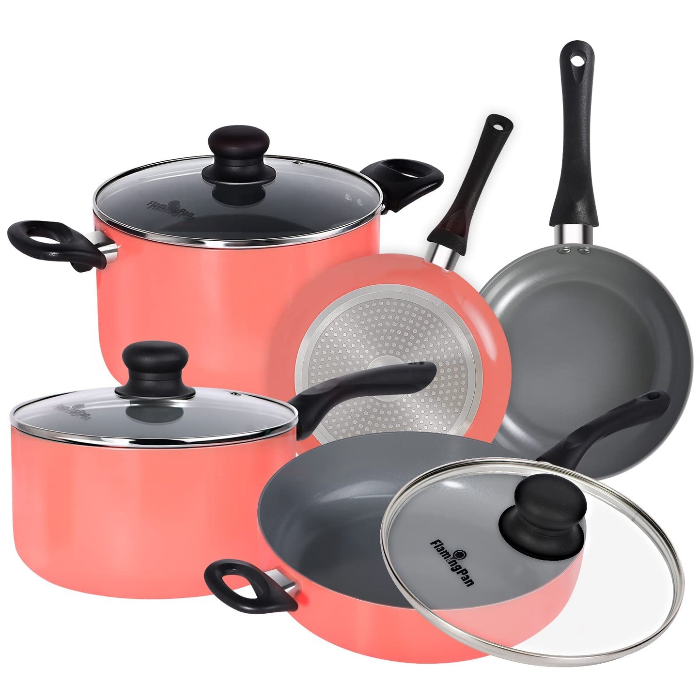 8-Piece Nonstick Pots and Pans Sets, Kitchen Cookware with Ceramic Coating