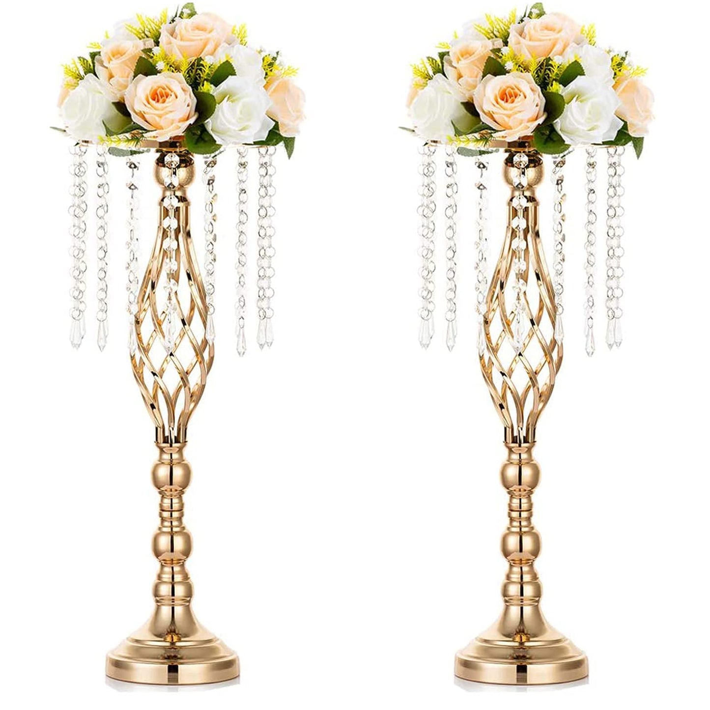 Gold Metal Flowers Floor Stand Living Room 19.3inch Tall