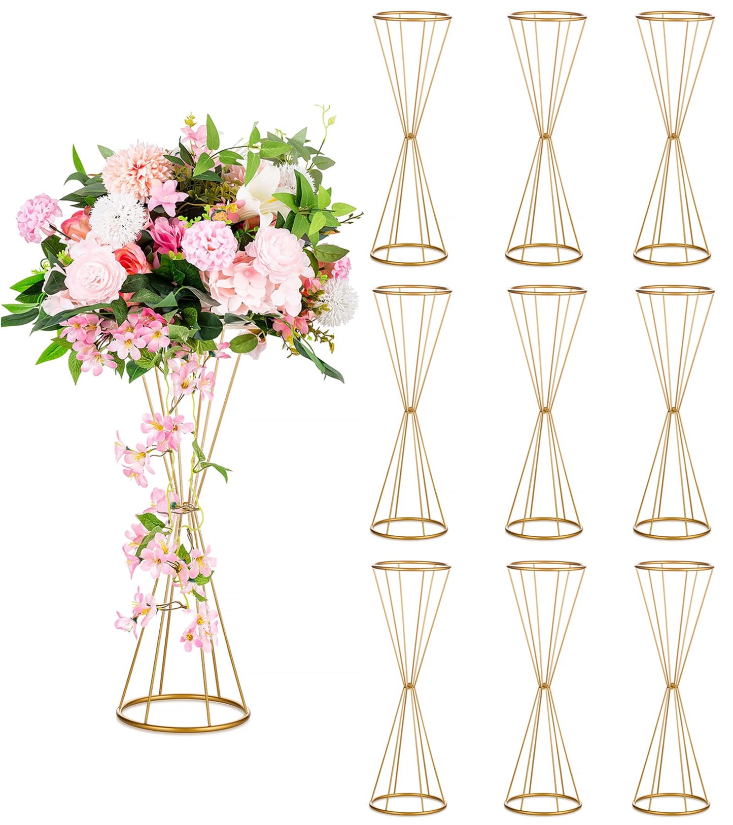 Gold Centerpieces for Table Wedding - Geometric Metal Flower Stands