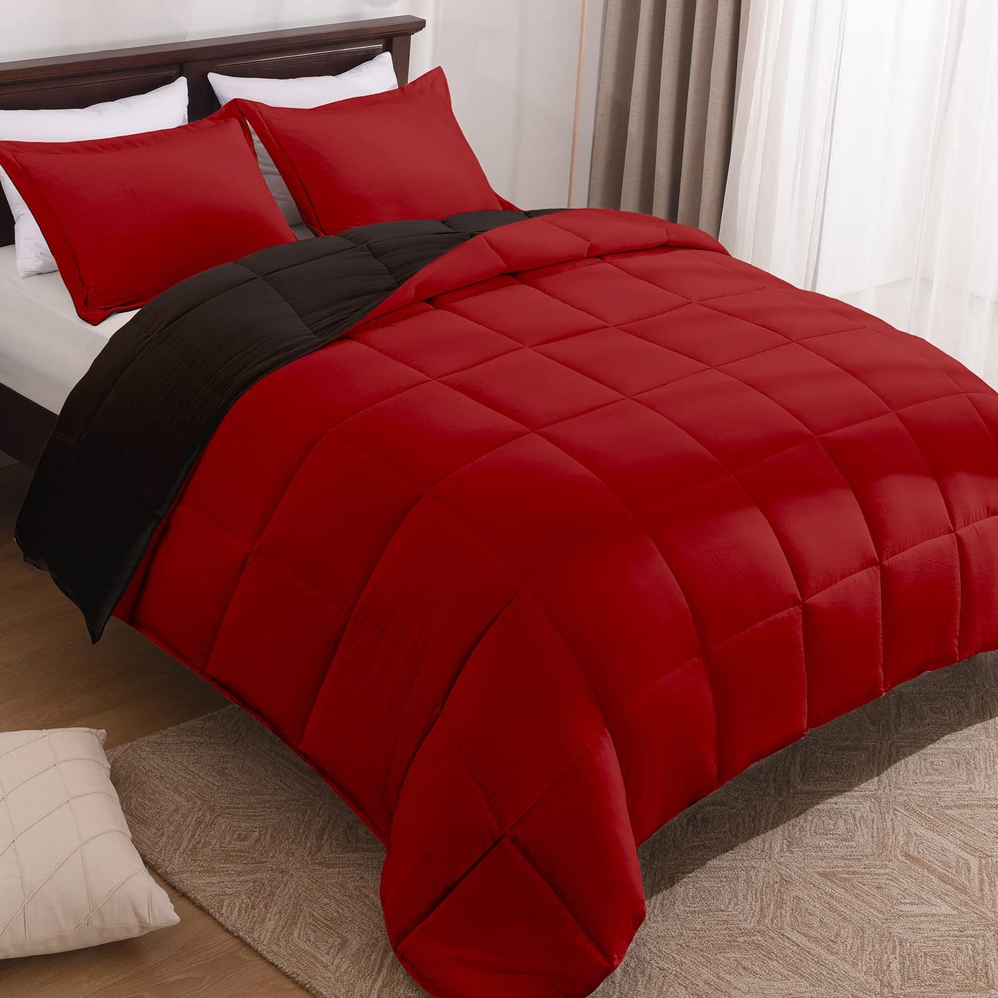 Fluffy Comforter Queen Set for All Seasons - Reversible Set