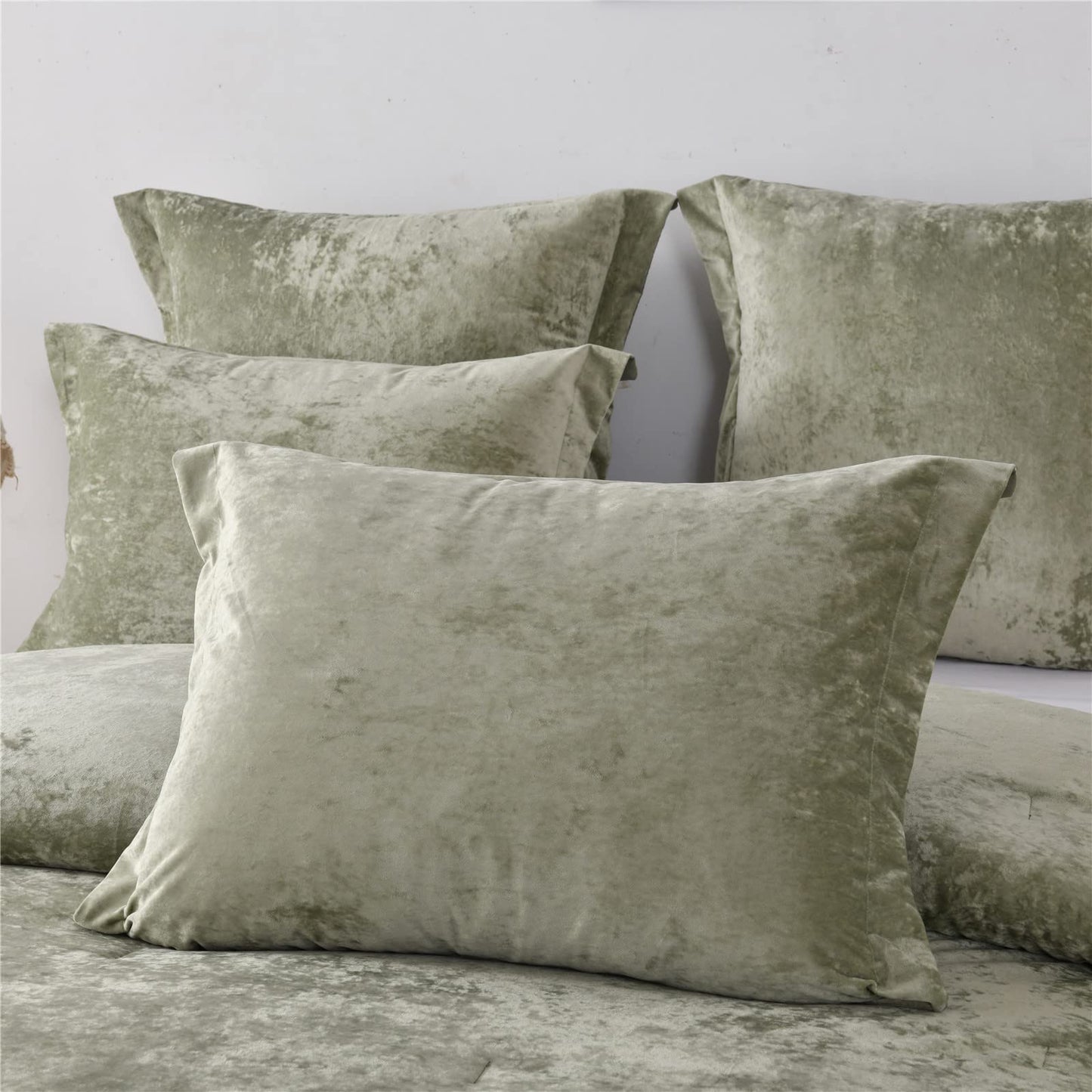 Distressed Velvet Comforter Set Brushed Solid Microfiber Reverse