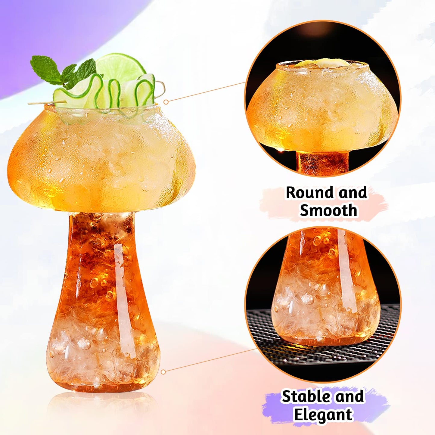 Creative Mushroom Shaped Cocktail Drinks Glass Cup Set of 2