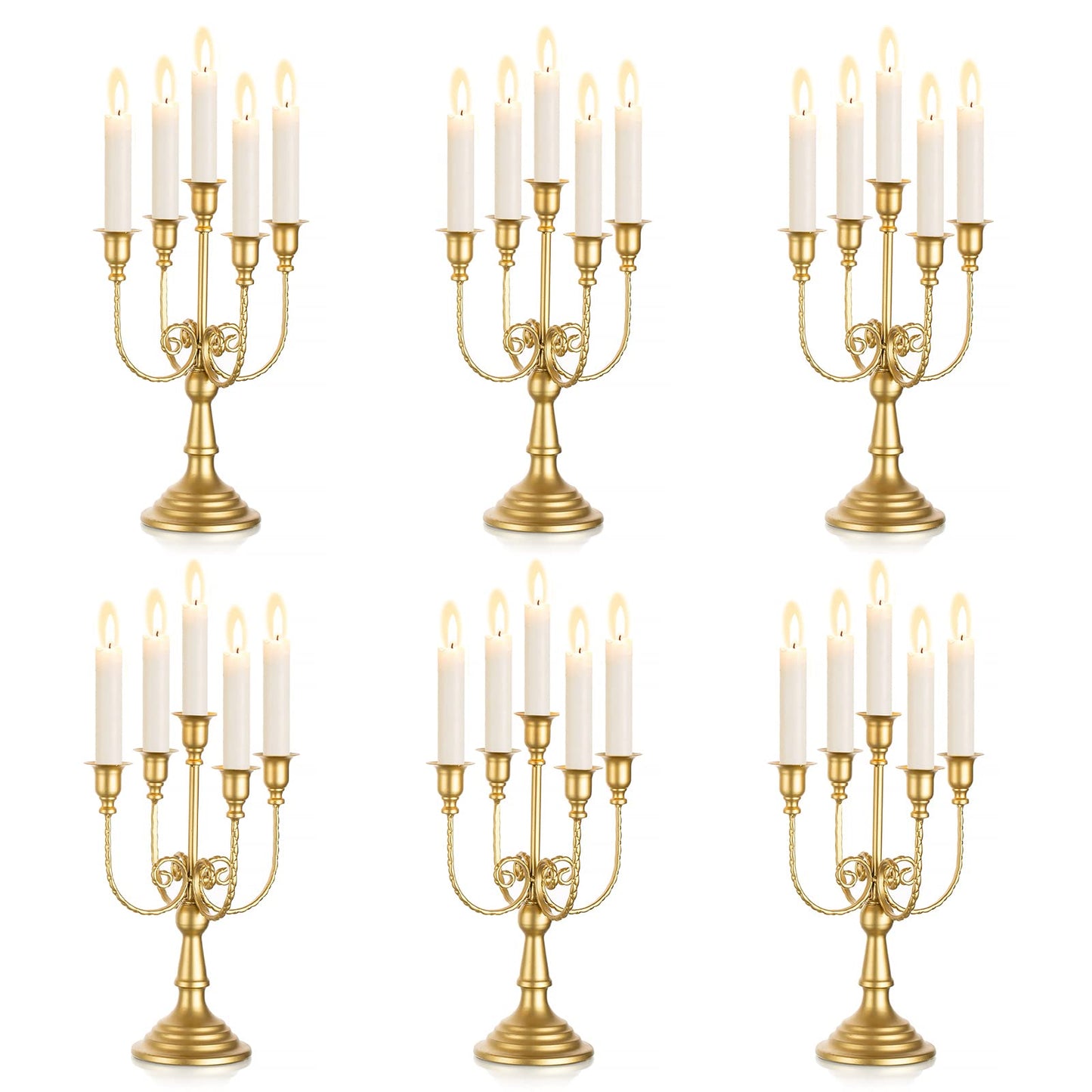 Gold Taper Candle Holder for Centerpiece - 3-candle Candlesticks Holder