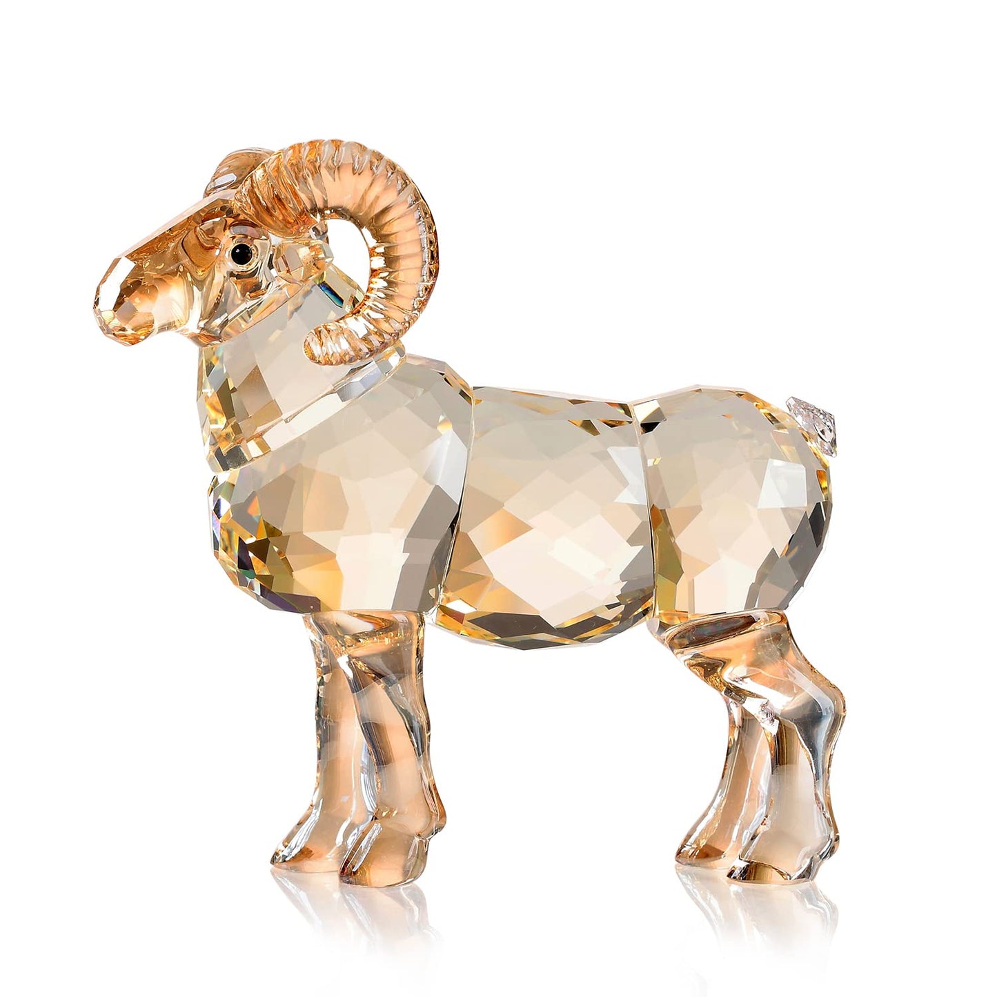 Crystal Goat Art Figurine Collection Table top Ornament Statue Home Decor (Gold)