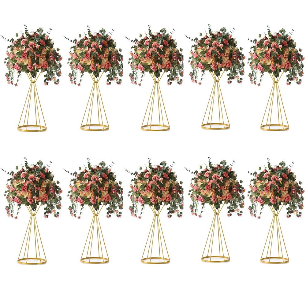 Gold Centerpieces for Table Wedding - Geometric Metal Flower Stands