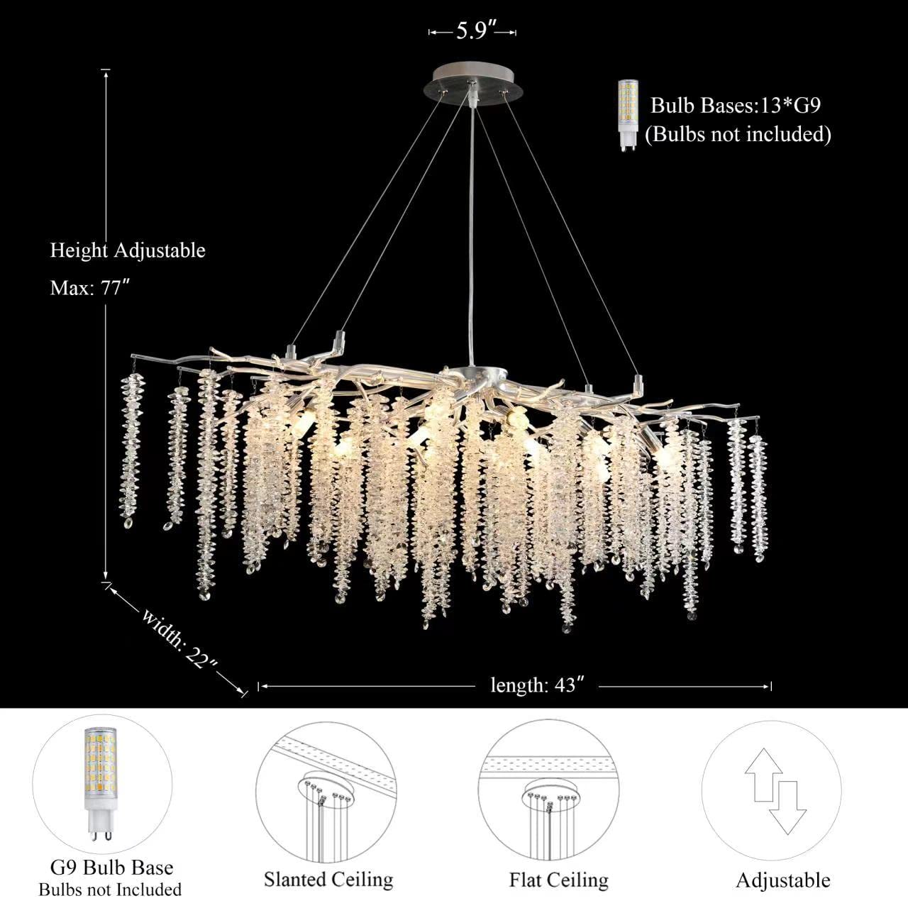 Modern Crystal Tree Branches Chandelier Gold Round Raindrop