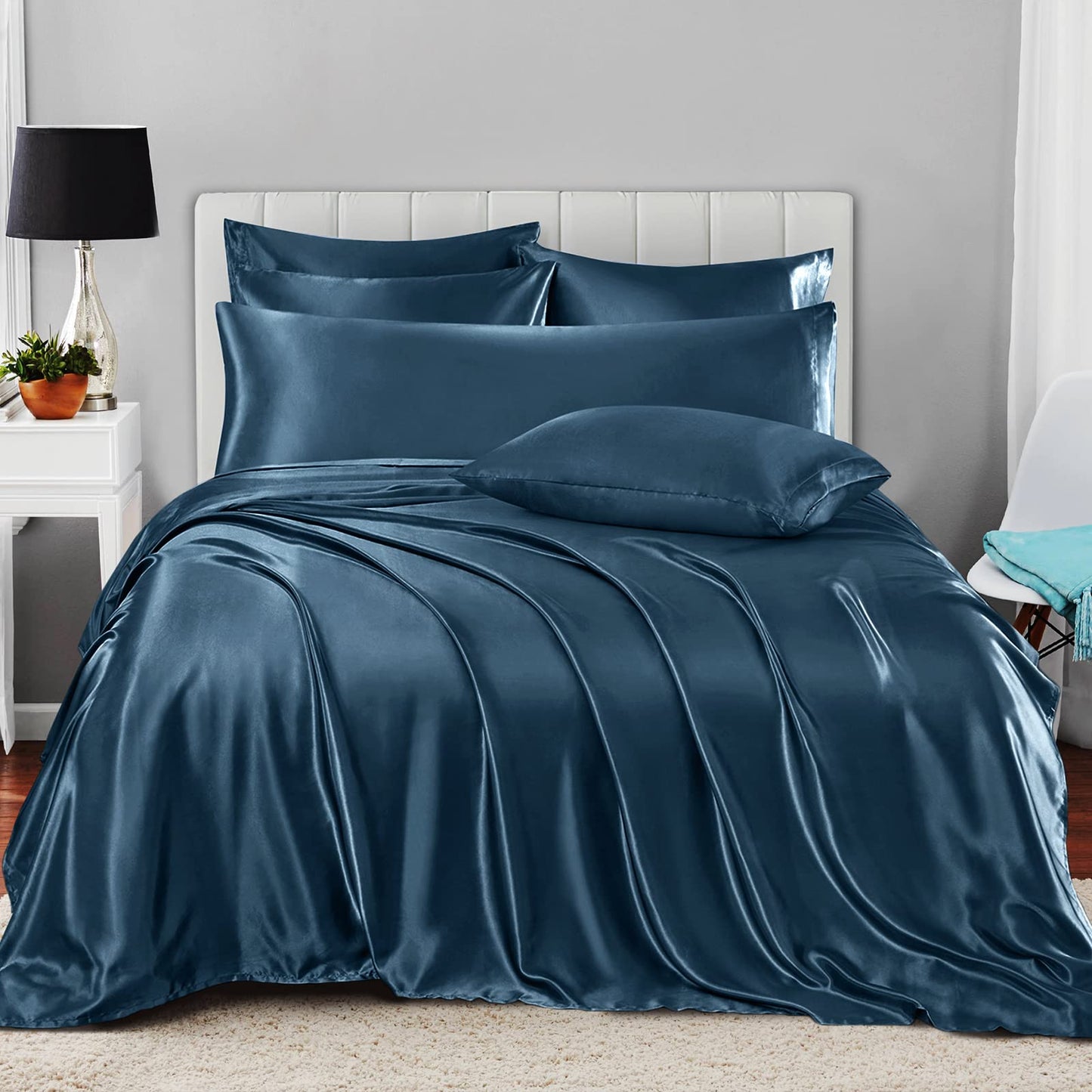 7pcs Satin Sheets Queen Size Bed Set Satin Sheet Set