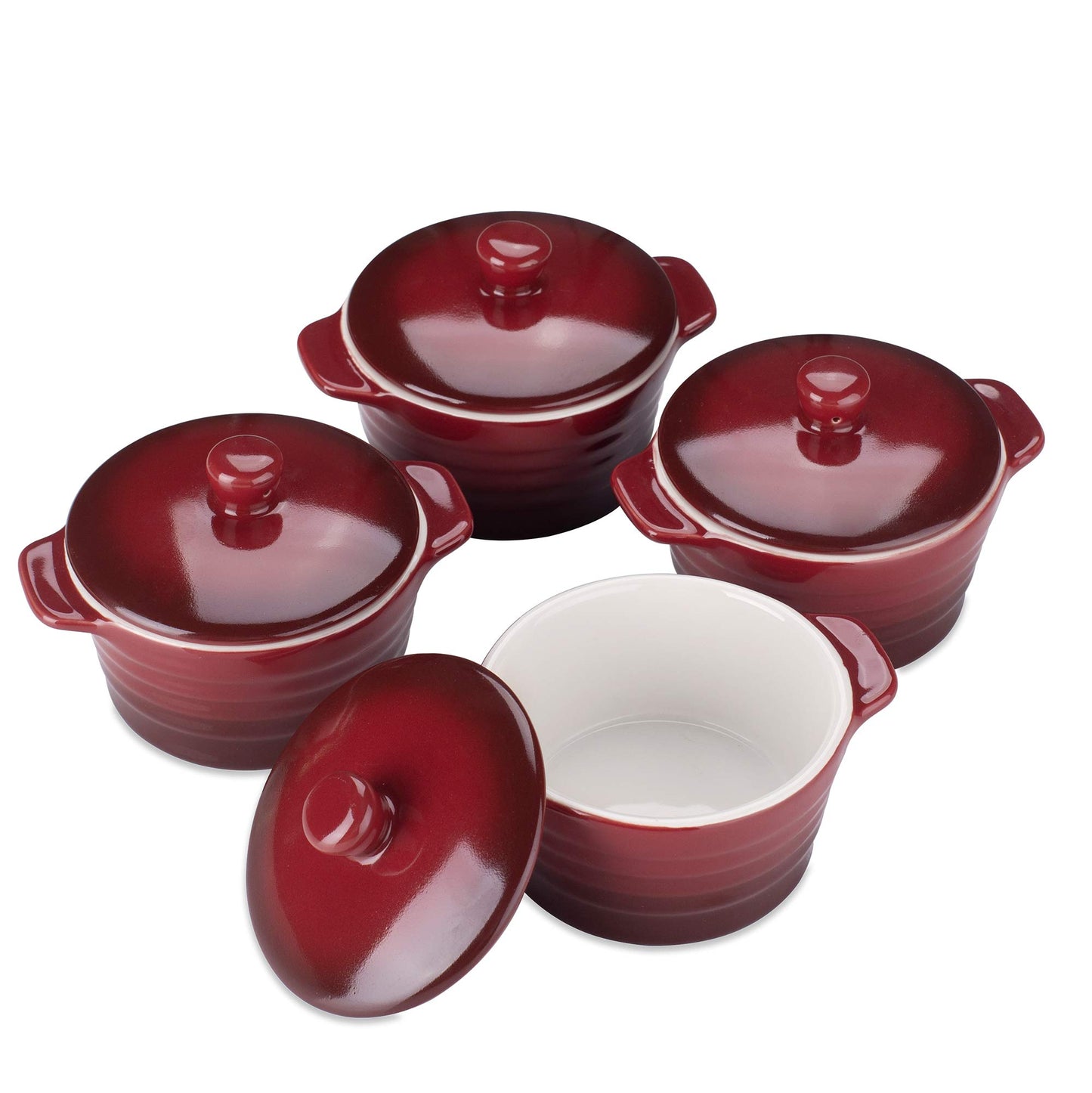 Mini Cocotte Set,14 OZ Small Casserole Dishes with Lids, Soup Bowls With Handles