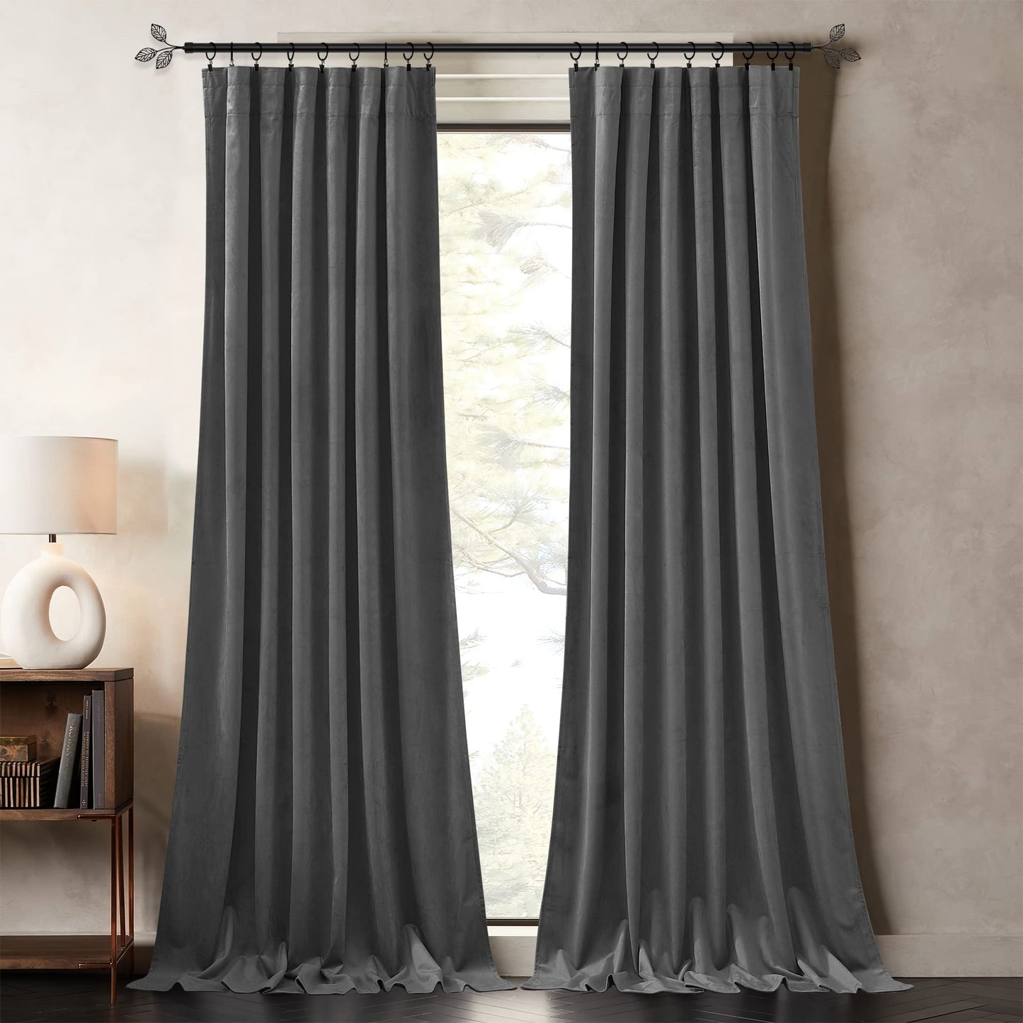 Velvet Curtains 96 inches - Soundproof Light Blocking Velvet Curtain