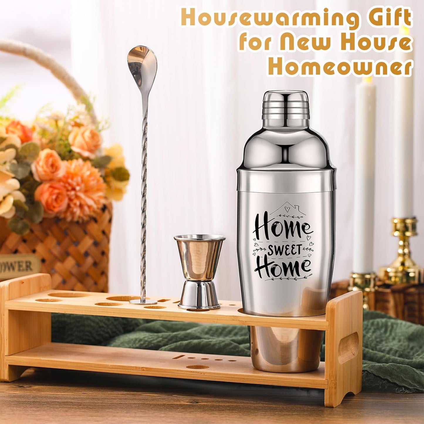 3 Pcs House Warming Gifts New Home, 24oz Cocktail Shaker Bar Set