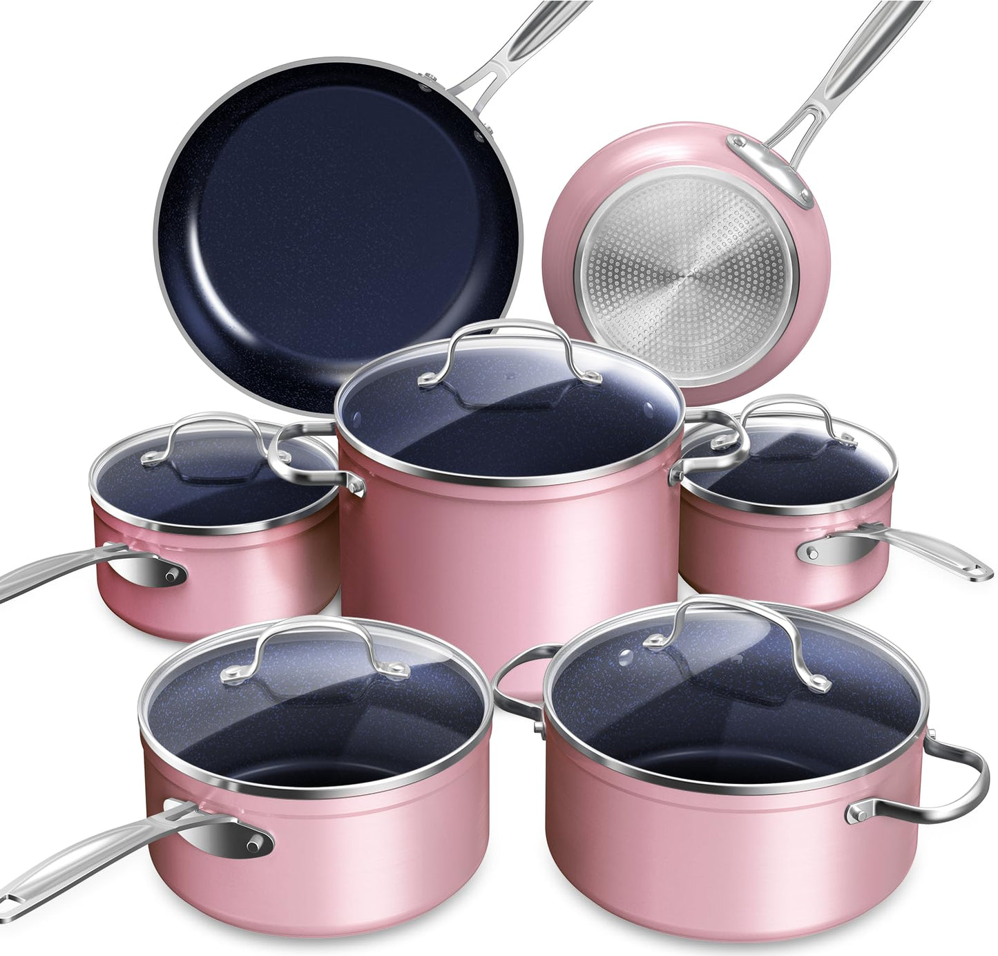 Ceramic Nonstick Cookware Set, Diamond Infused Scratch-Resistant