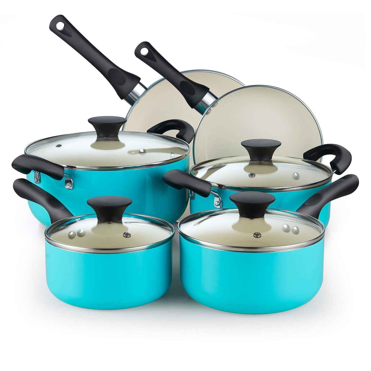 Pots and Pans Set Nonstick, 10-Piece Ceramic Kitchen Cookware Sets