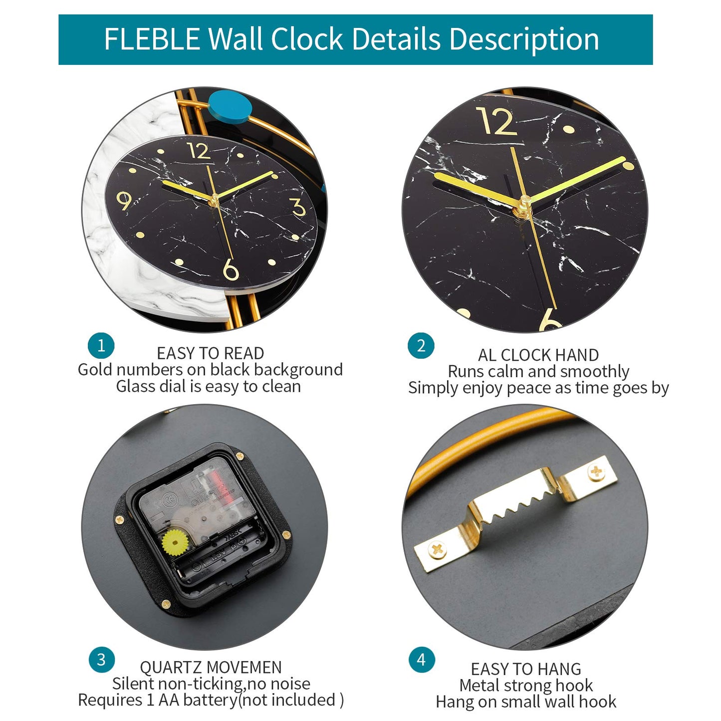 Large Silent Wall Clocks, Modern, Battery Operated, Non-Ticking