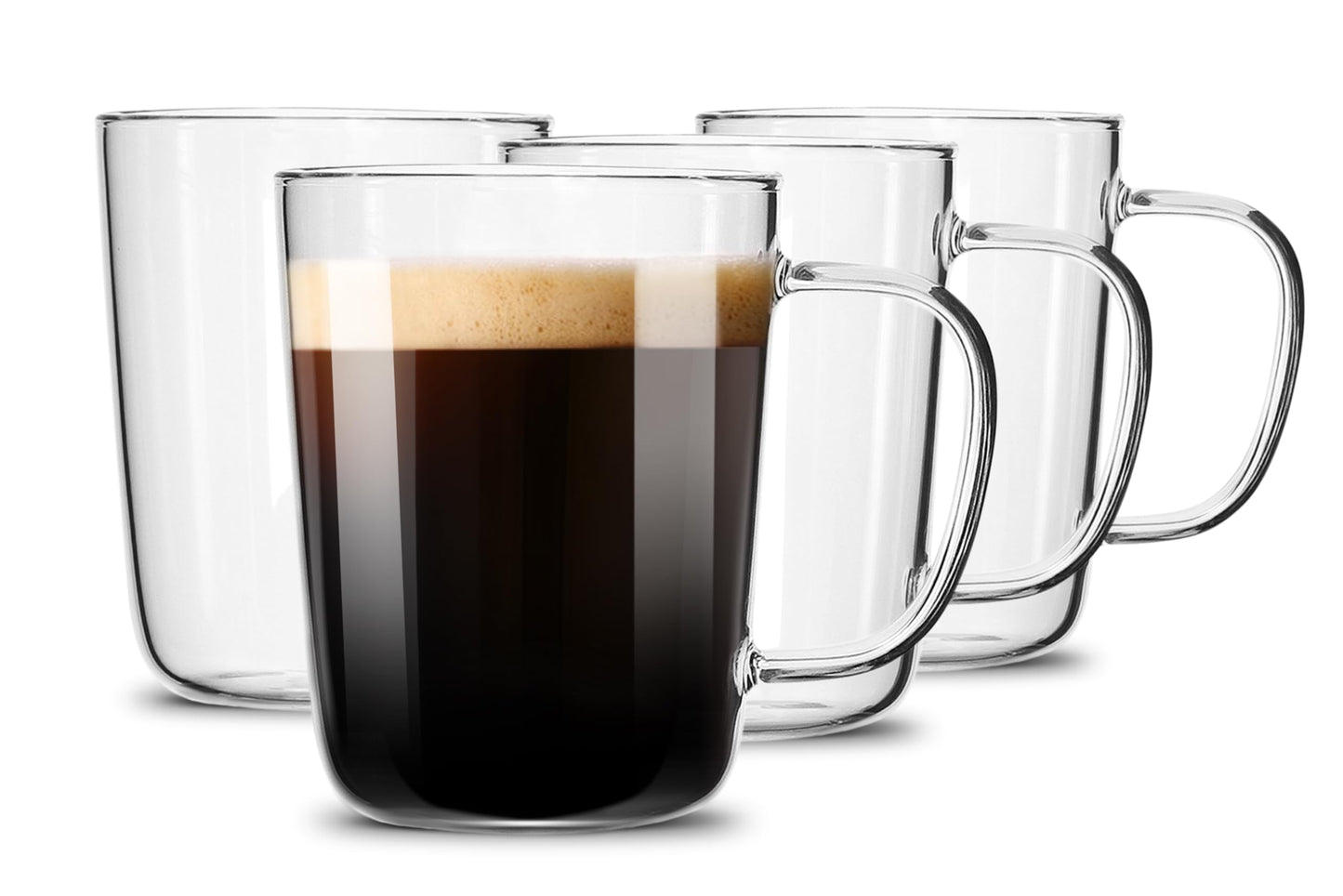 4pcs Set Iridescent Glass Coffee Mugs-Hand Blown & Seamless