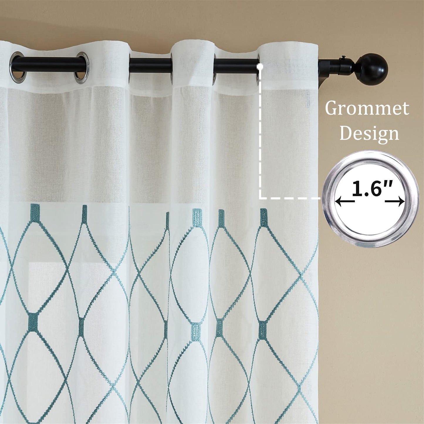 White Sheer Curtains 84 Inches Long for Living Room, 2 Panels Set