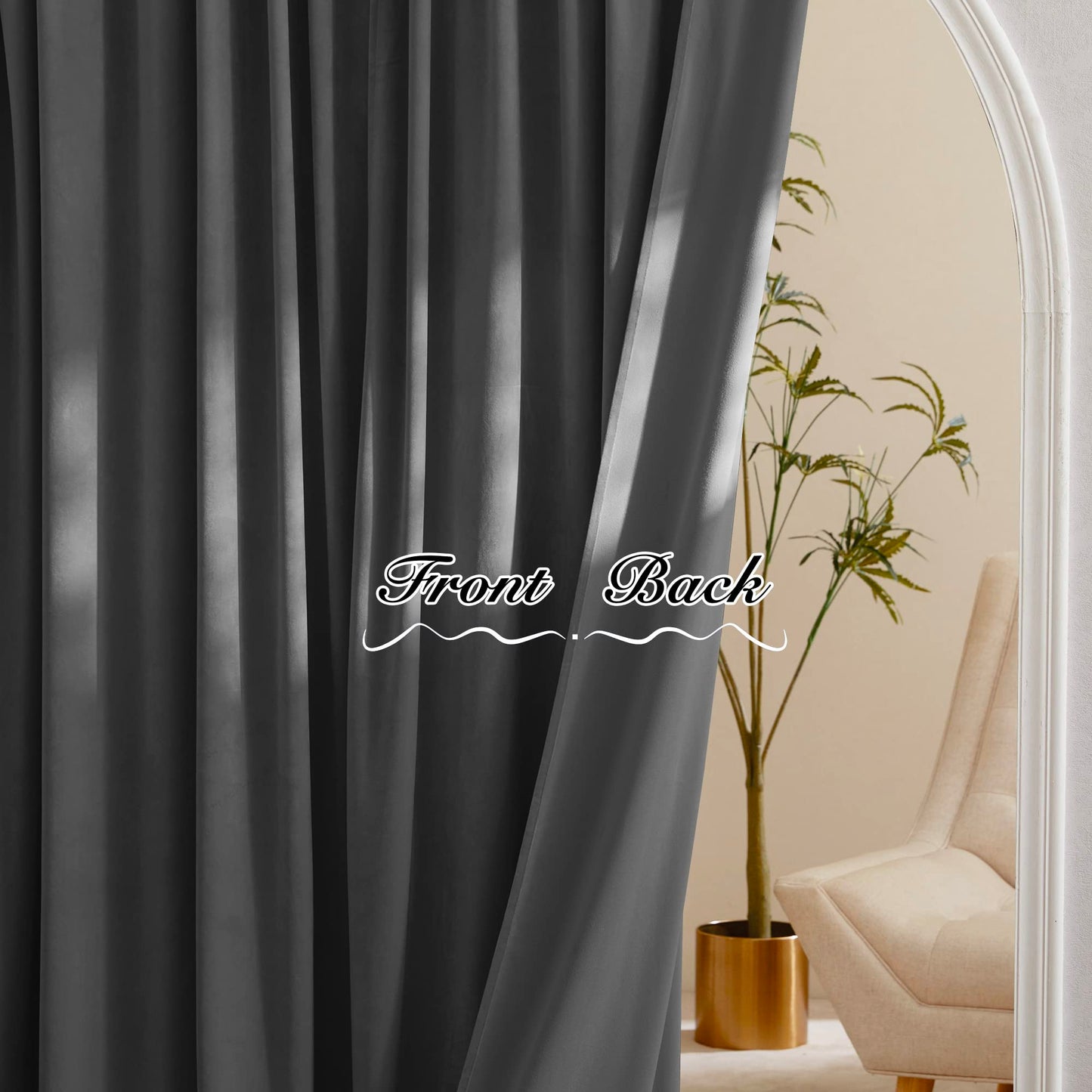 Velvet Curtains 96 inches - Soundproof Light Blocking Velvet Curtain