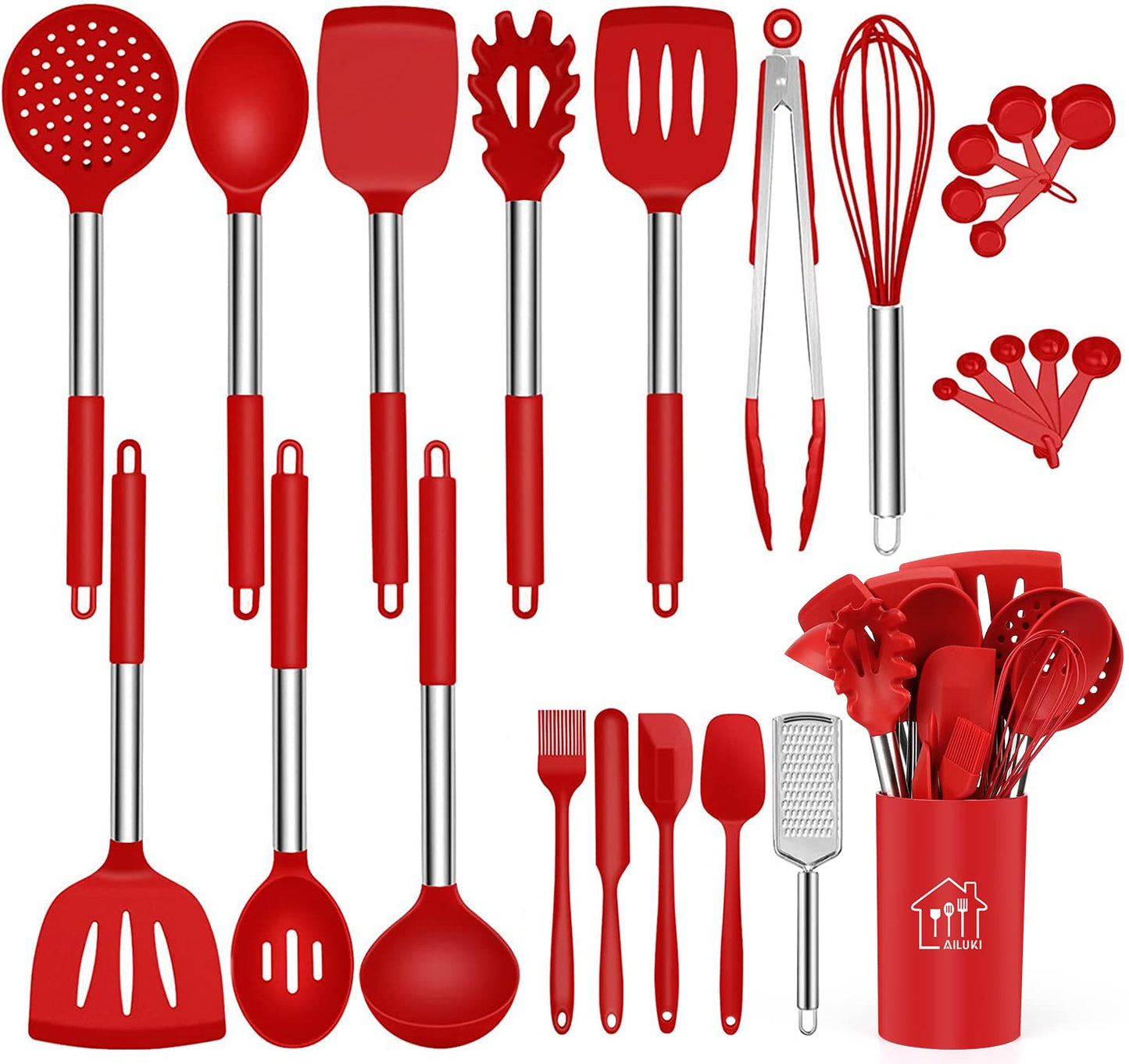 Kitchen Utensils 26 Pcs Set, Non-stick Heat Resistant Silicone