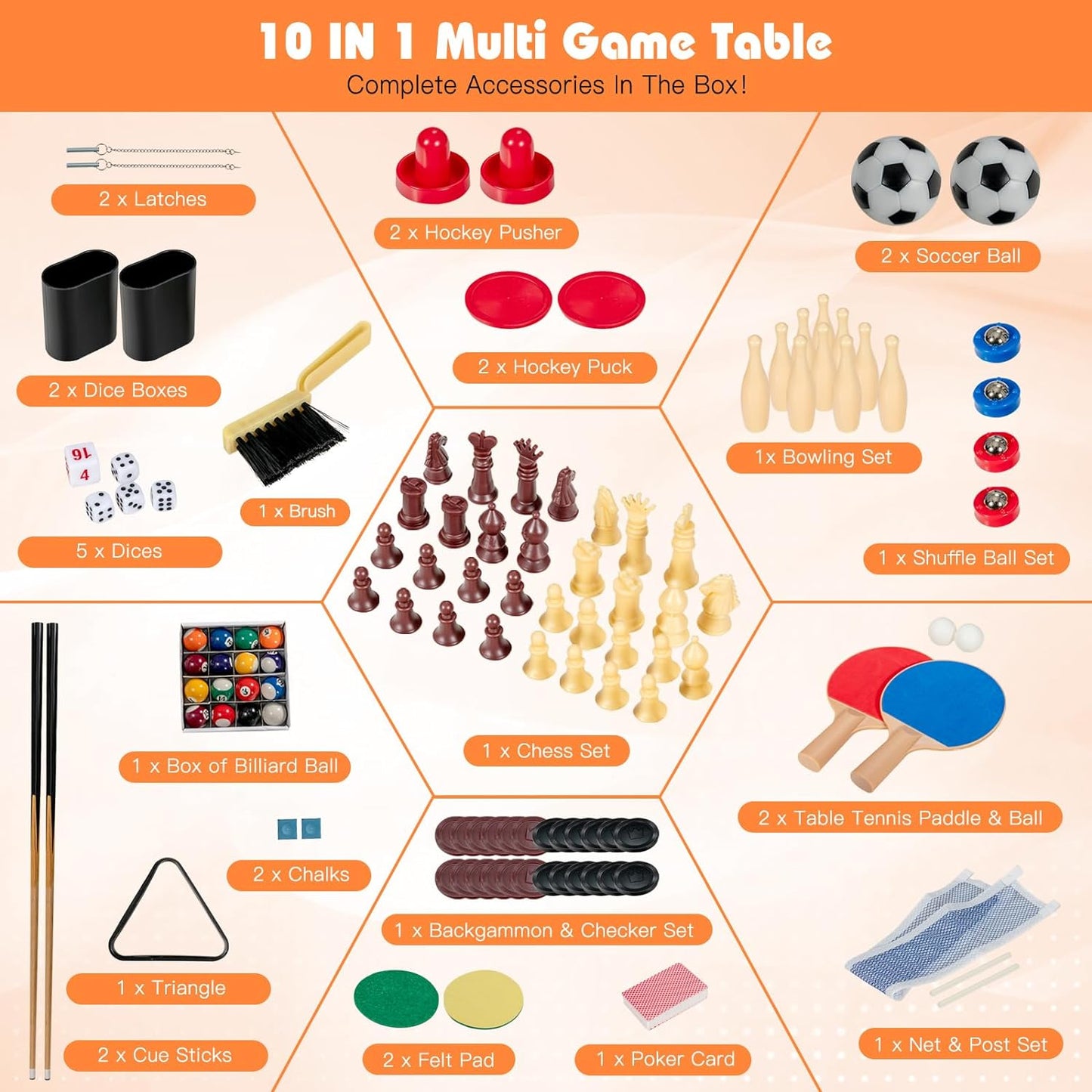 Multi Game Table, 10 in 1 Combo Game Table w/Foosball Table