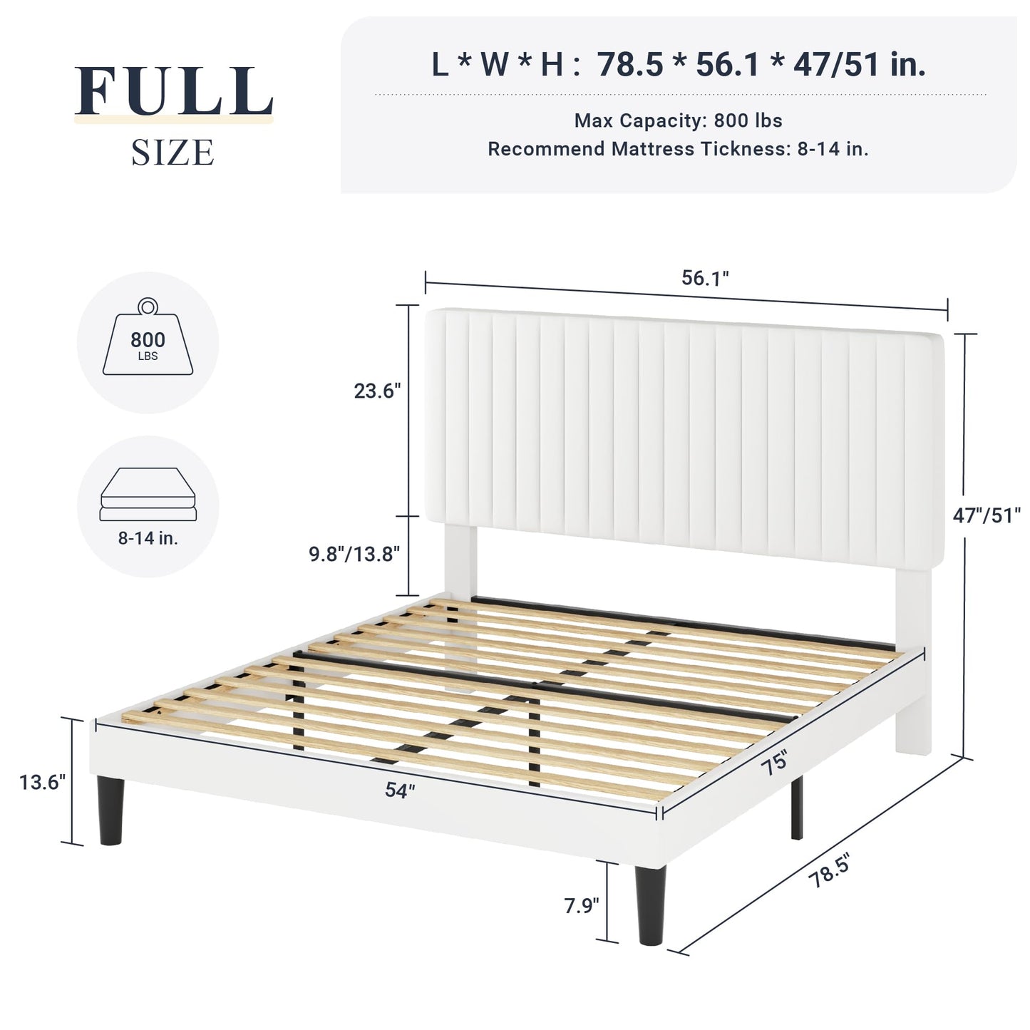 Velvet Upholstered Platform Bed with Adjustable Vertical Channel