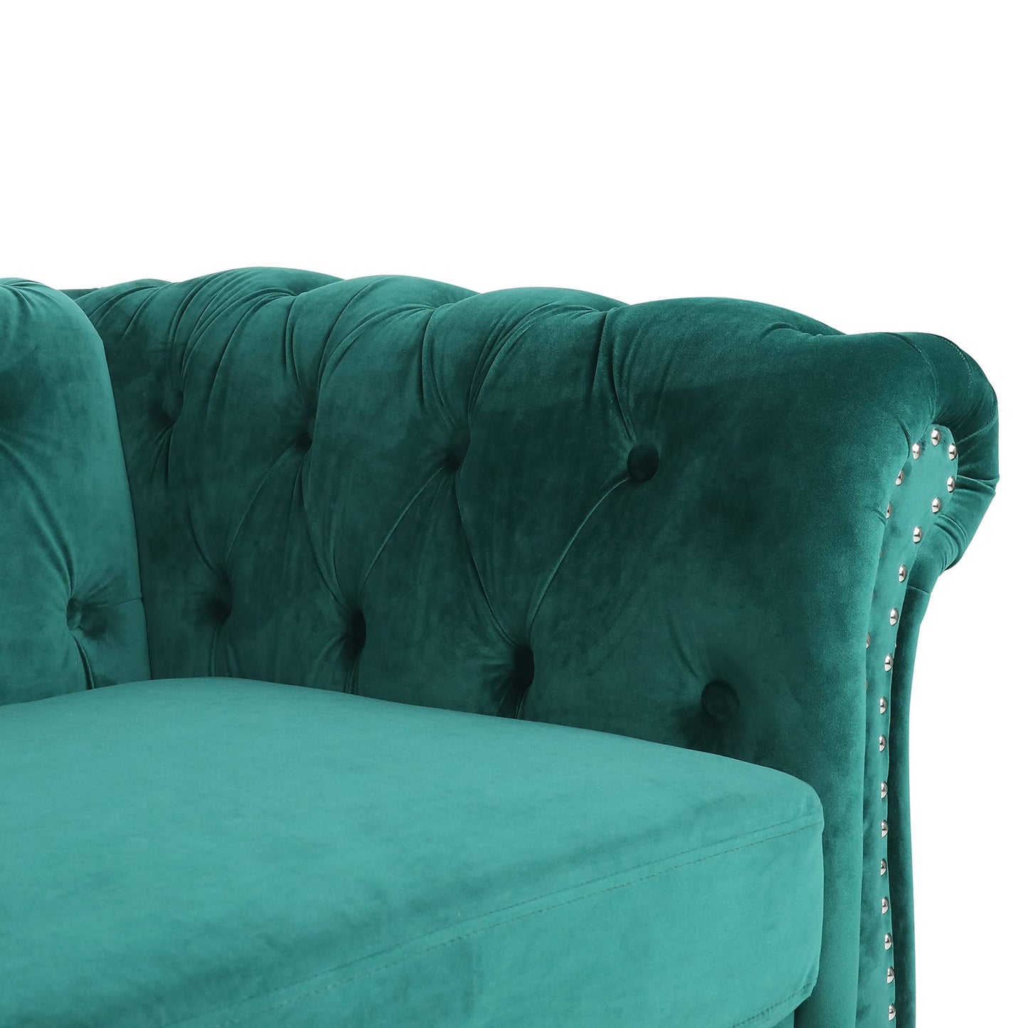 Velvet Chesterfield Sofa, 84 inch Modern Tufted 3 Seater Couch