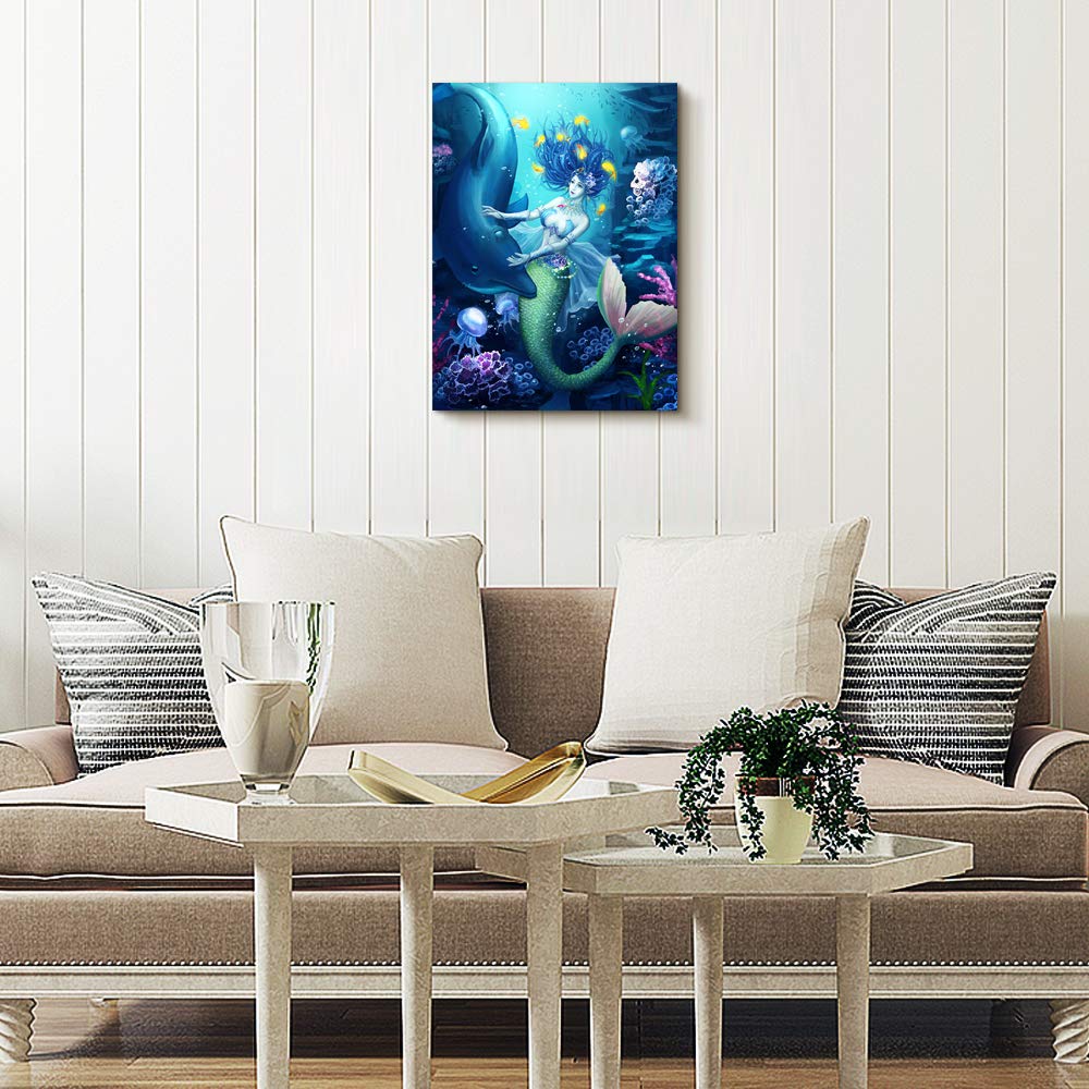 Canvas Wall Art -  Mermaid Artwork Wall 12" x 16" inch